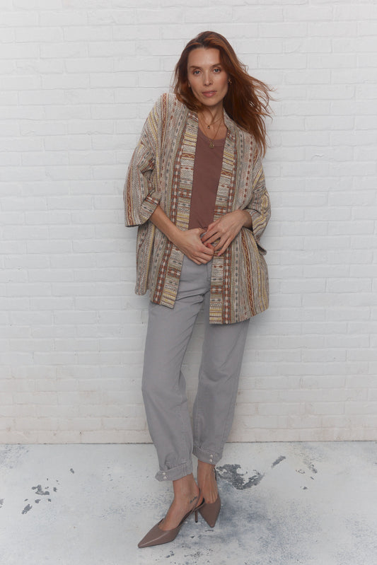 Loose jacket with multi-colored pattern | Cheni