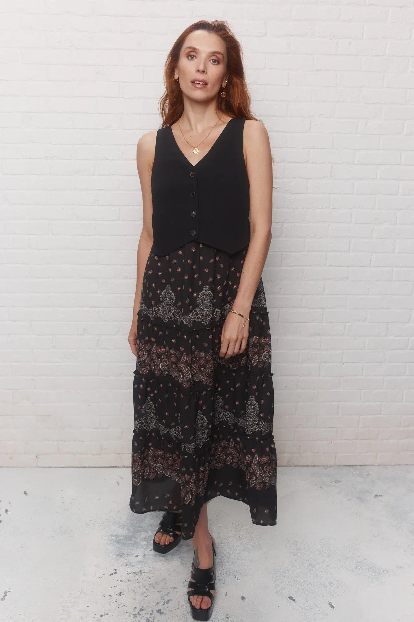 Robe longue noire sans manches | Chelsea JOELLE Collection