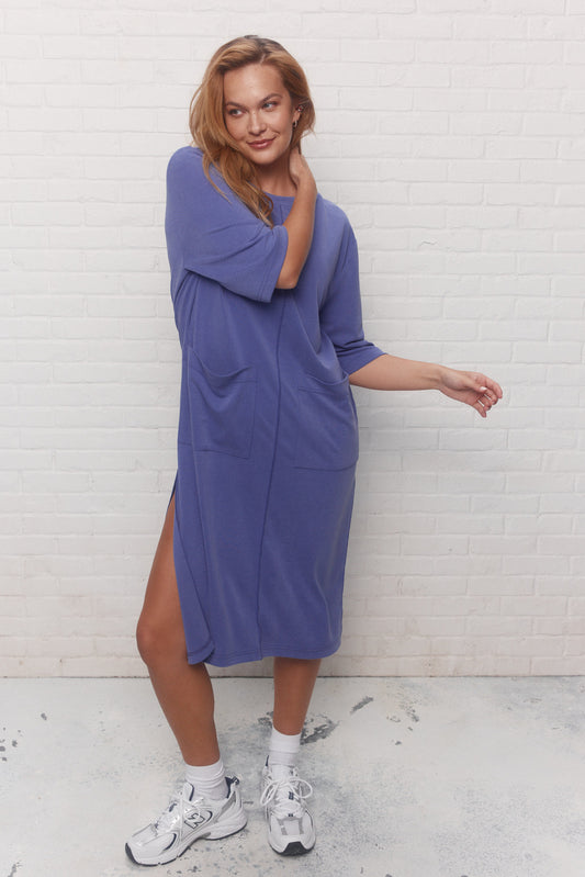 Royal blue tunic sweater with pockets | Henry