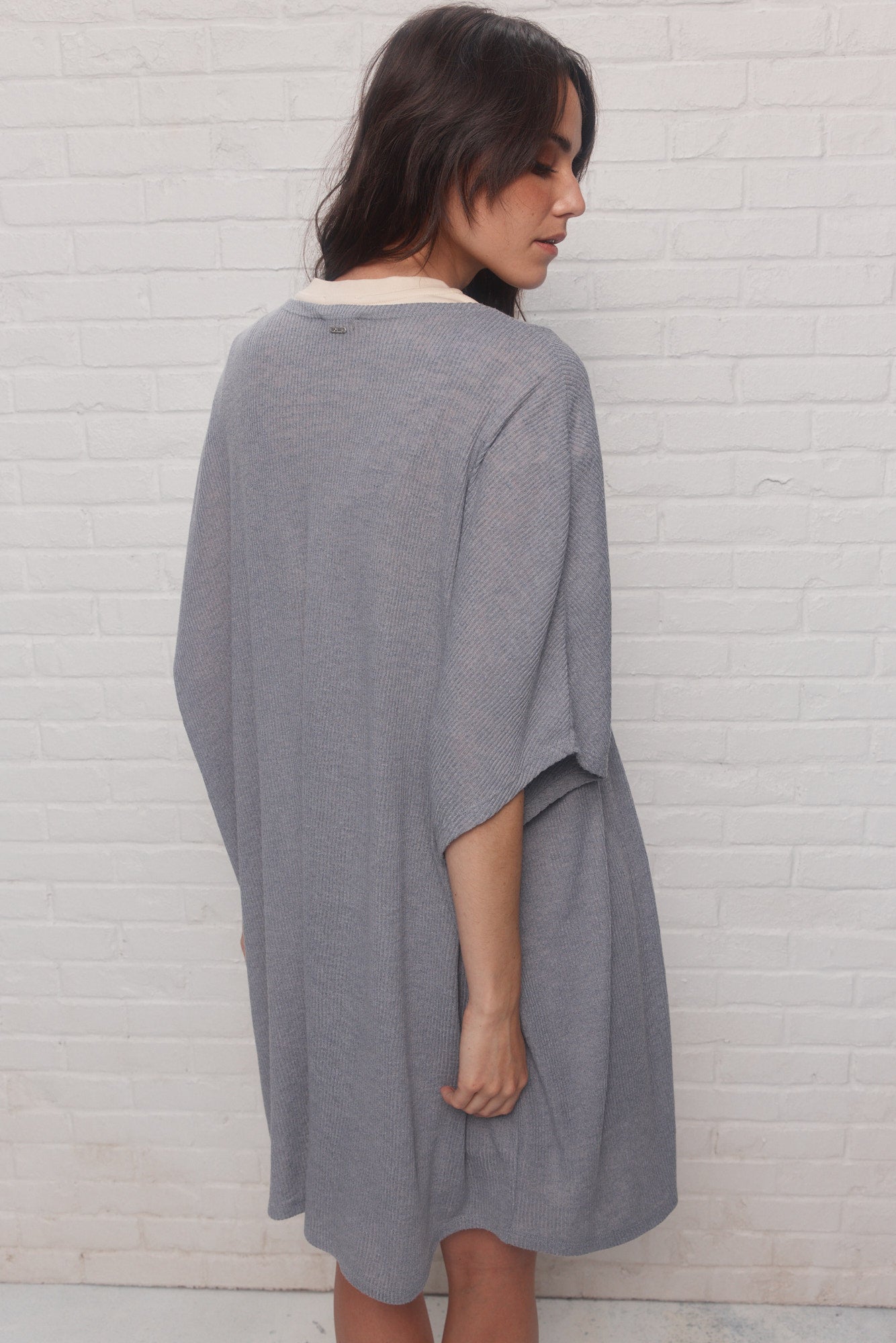 Veste ample grise à manches courtes | Cliffon JOELLE Collection
