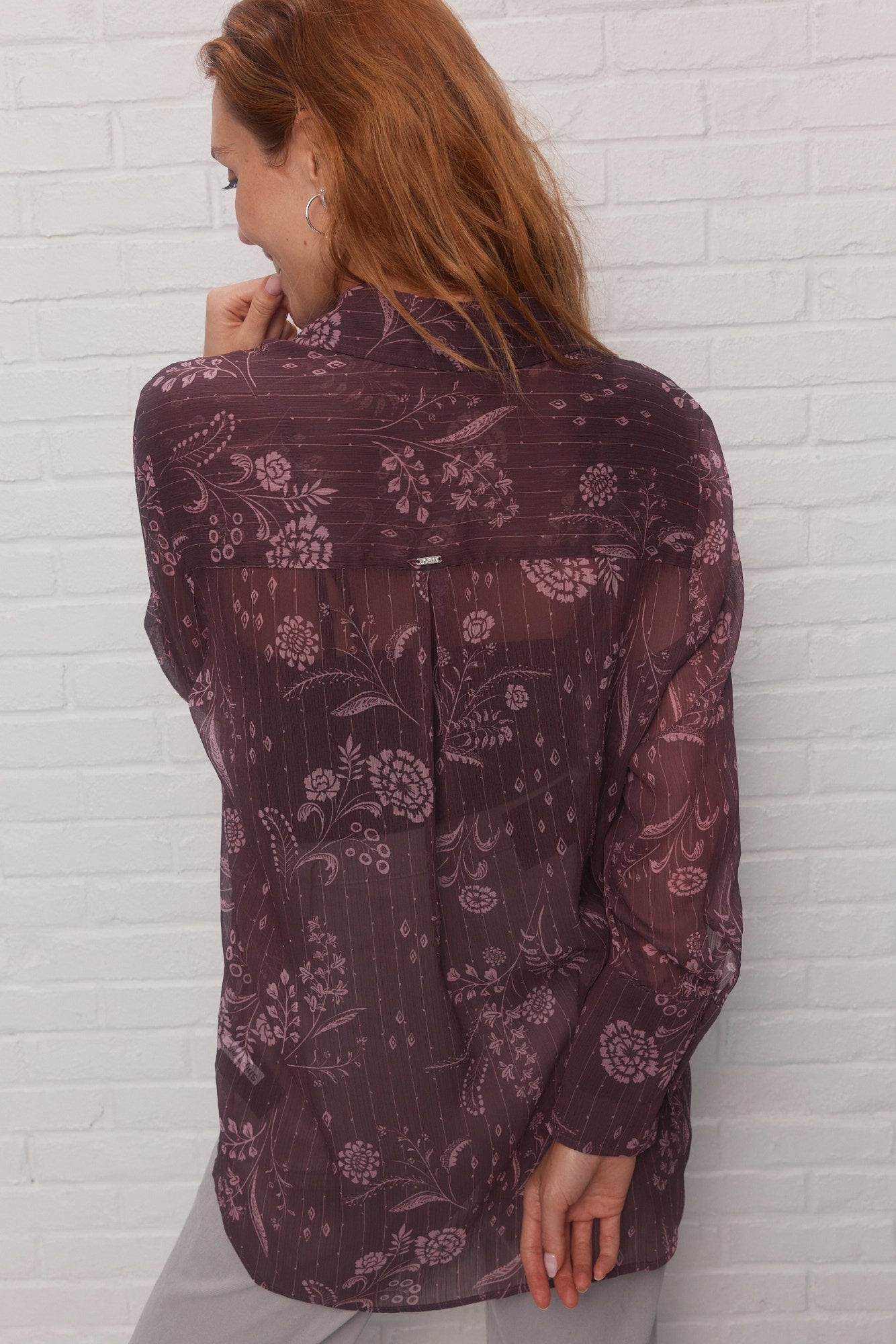 Chemise bourgogne à motif | Valana JOELLE Collection