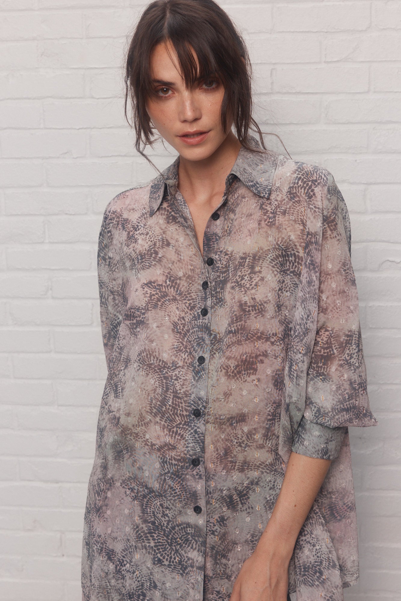 Chemise à motifs gris | Zolan JOELLE Collection