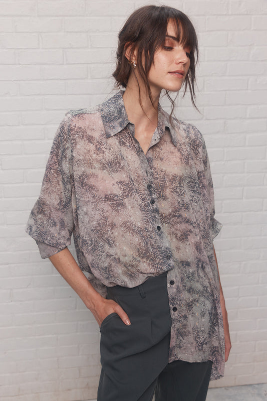 Chemise à motifs gris | Zolan JOELLE Collection