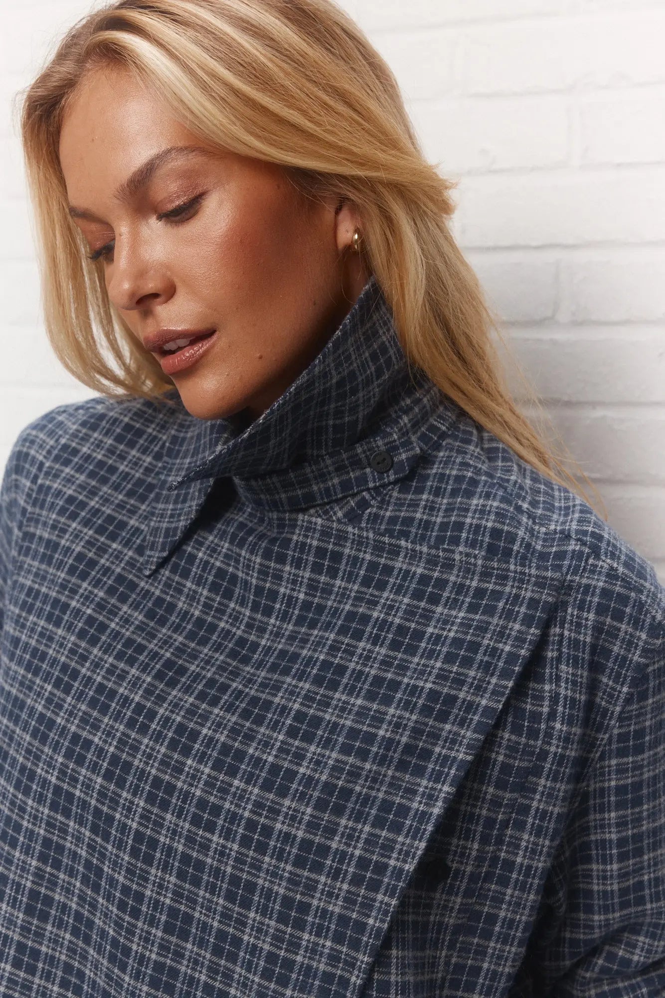 Dimitri | Manteau plaid bleu foncé JOELLE Collection