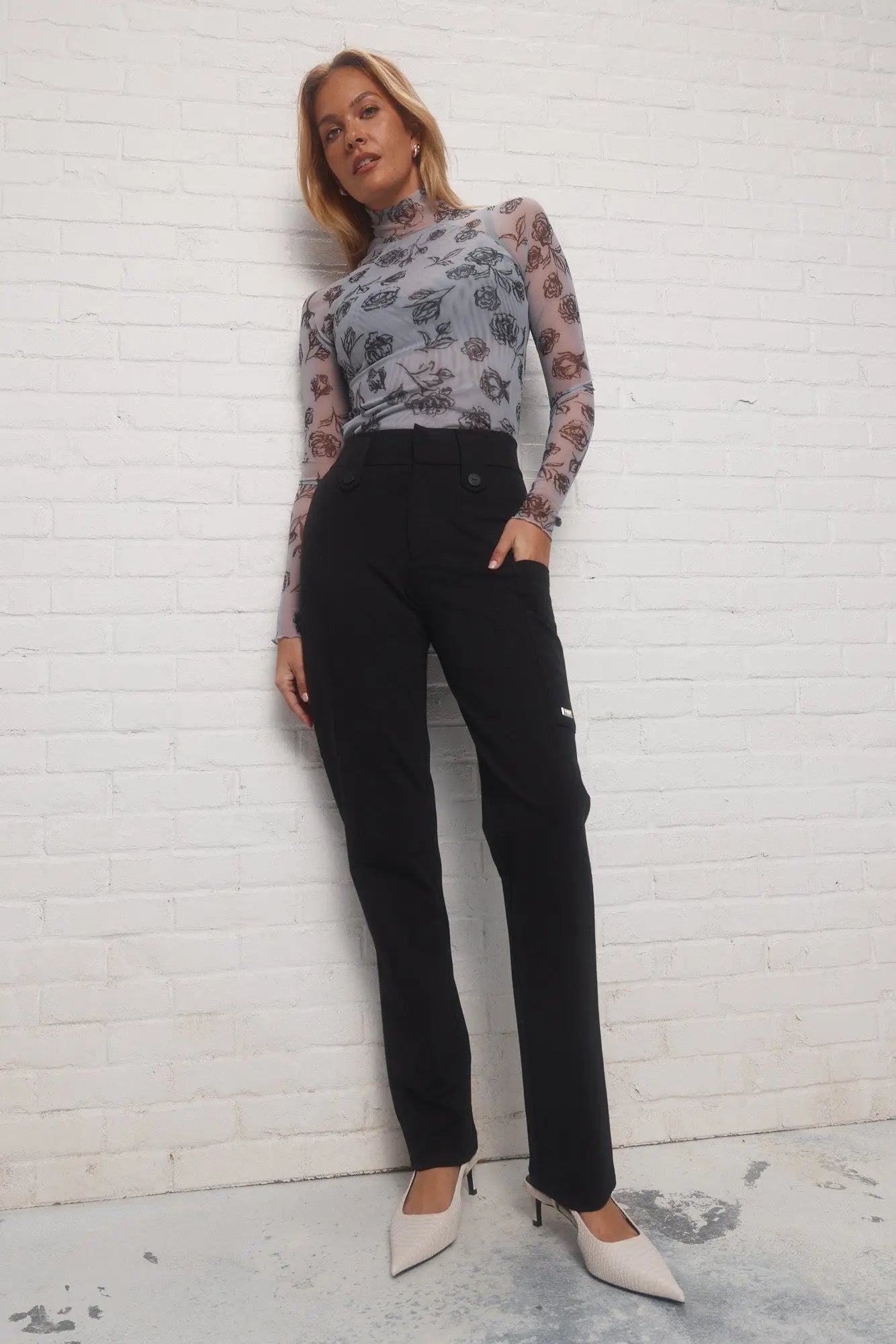 Romy | Pantalon cargo noir