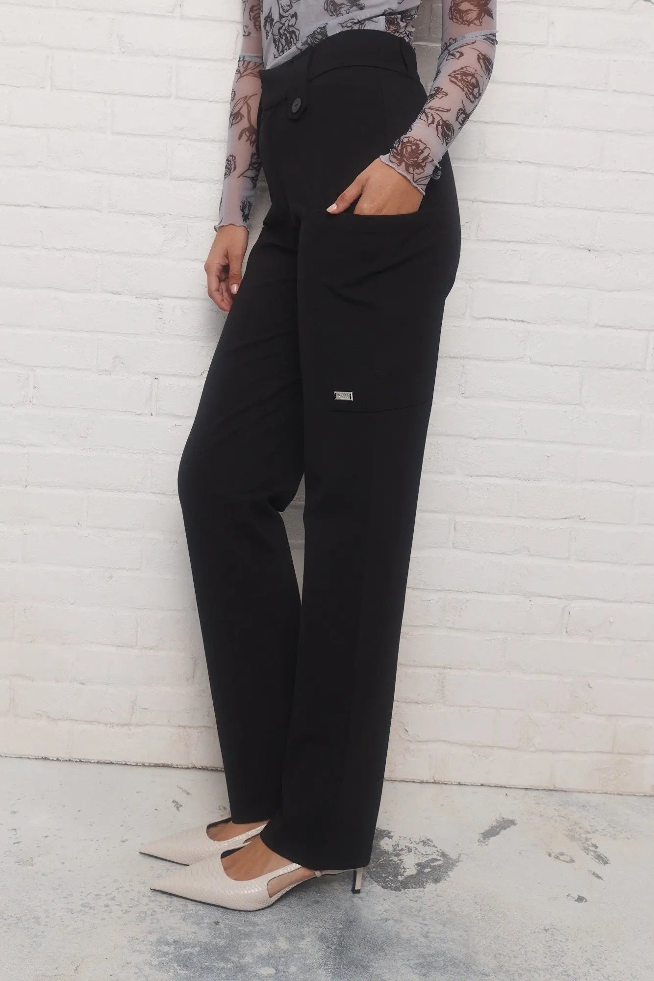Romy | Pantalon cargo noir