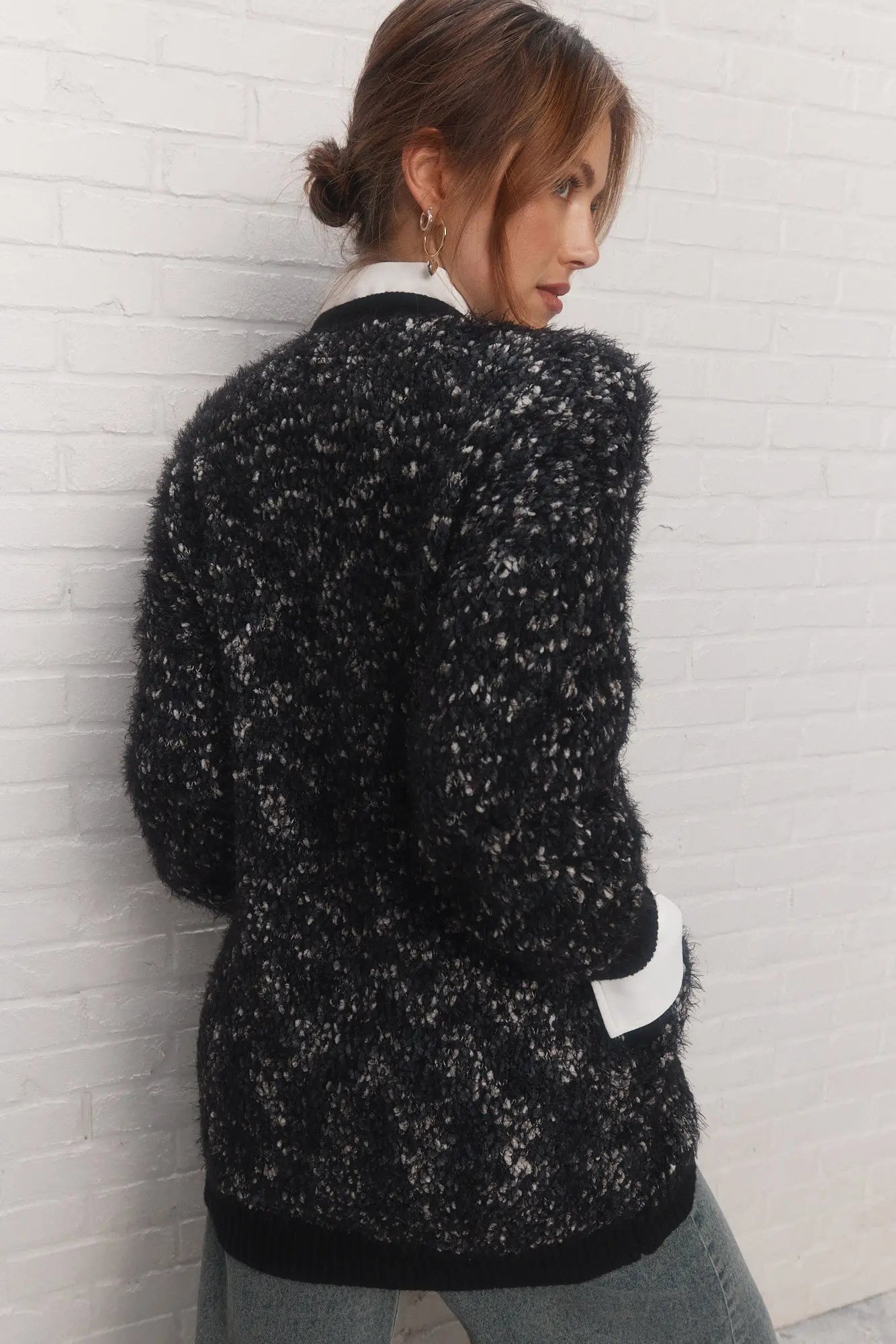 Cardi | Veste tricot noir et blanc JOELLE Collection