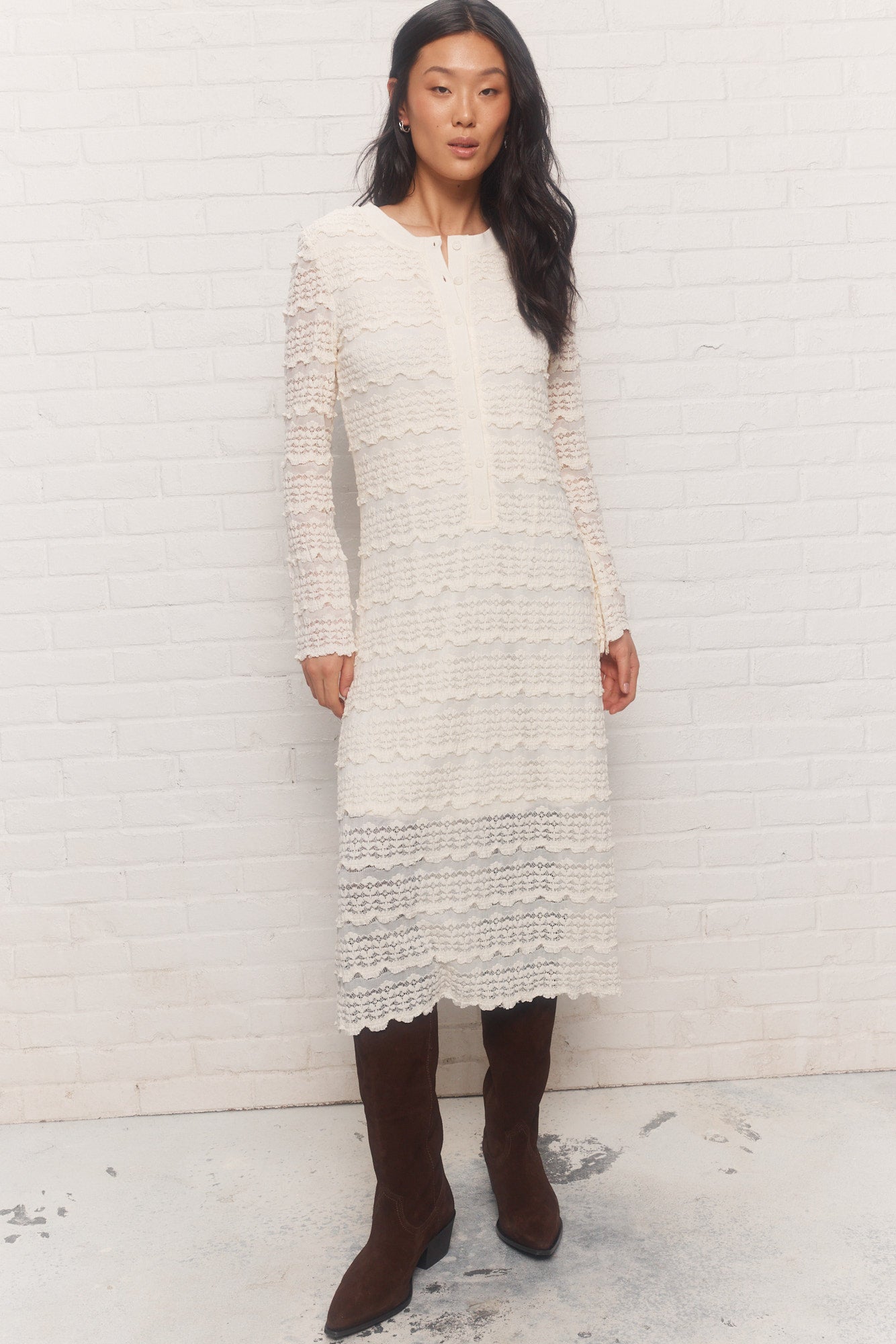 Lattice | Robe crème en dentelle
