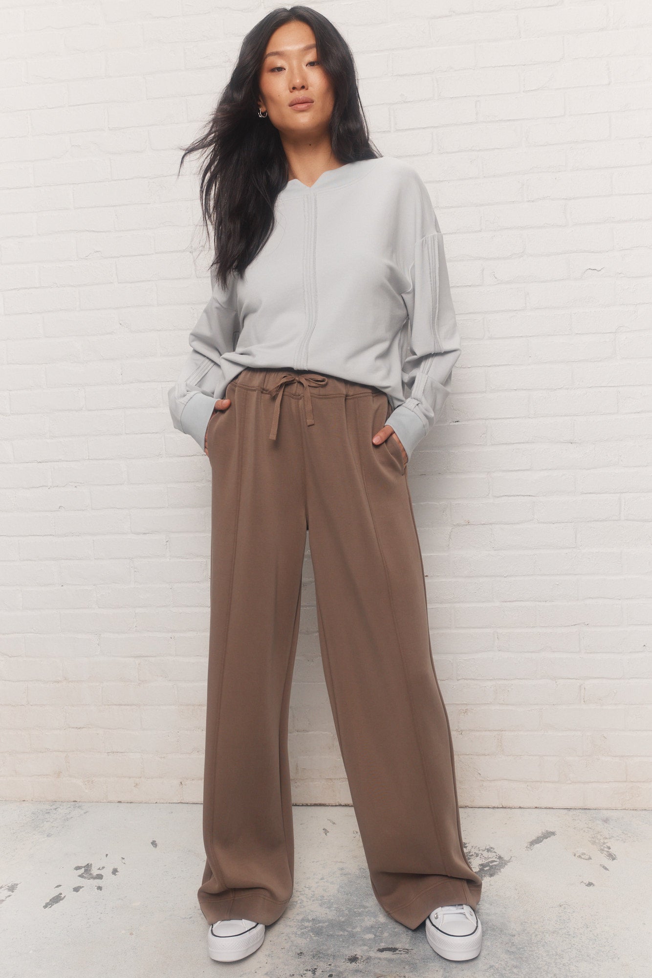 Evie | Pantalon brun à jambe ample