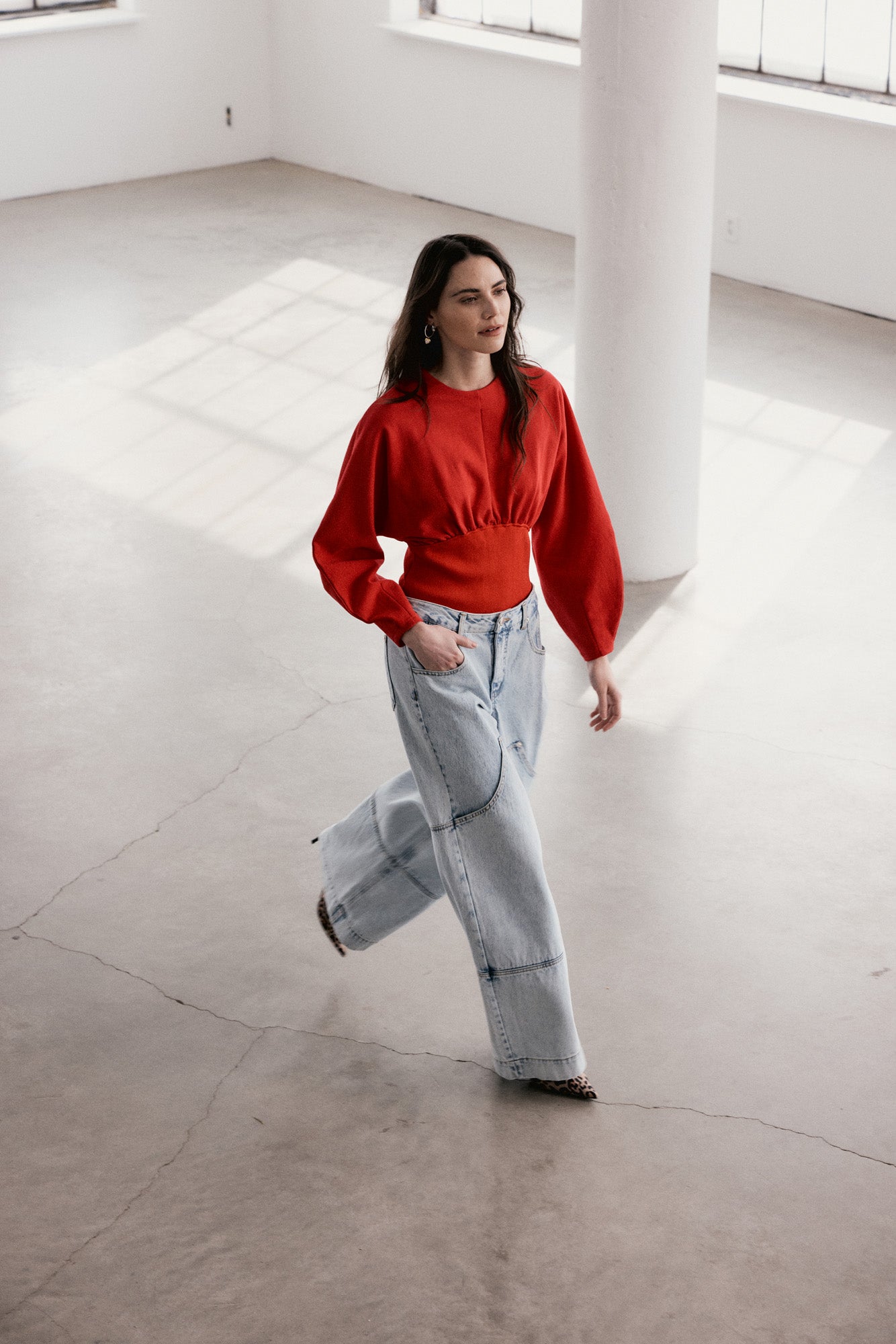 Zia | Chandail rouge effet bustier