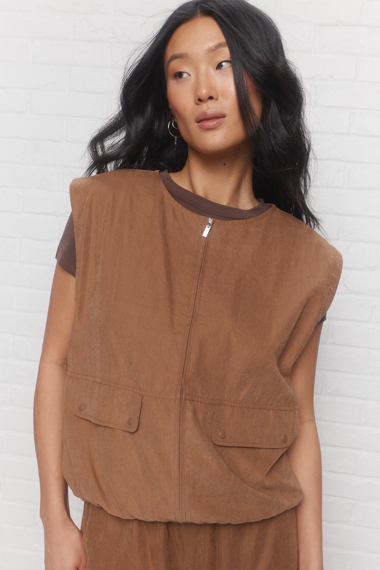 Briar | Sleeveless brown jacket