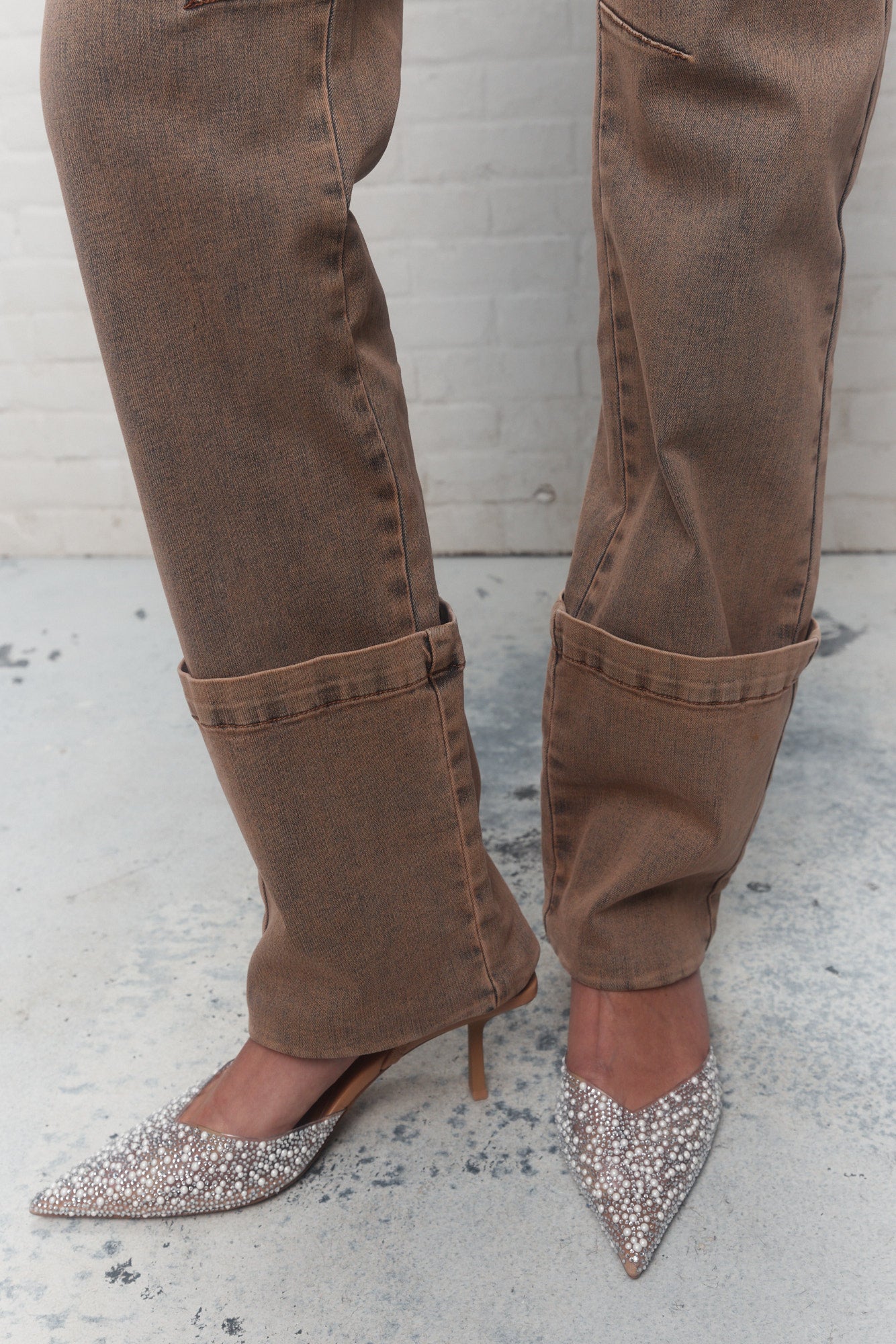 Carter | Jeans jambe droite brun délavé