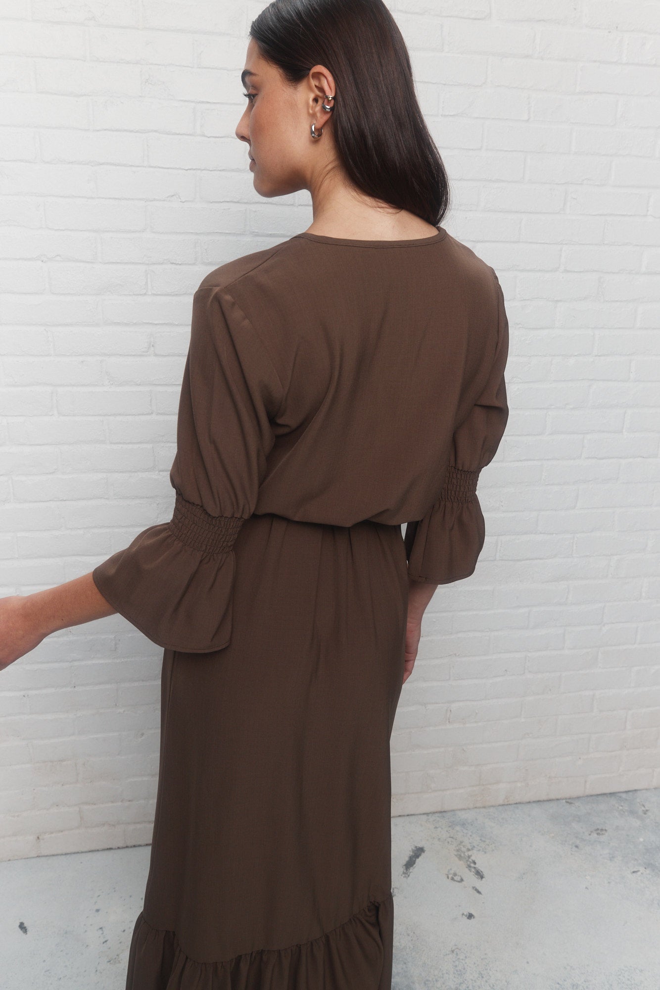 Ebby | Robe longue verte à volants