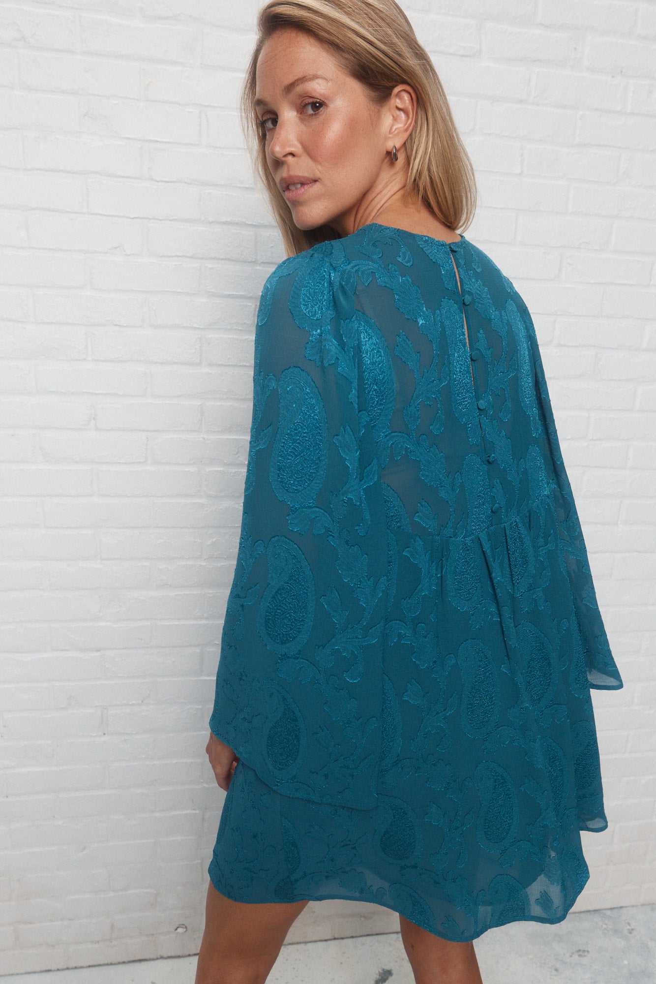 Dorothee | Robe bleue jacquard paisley