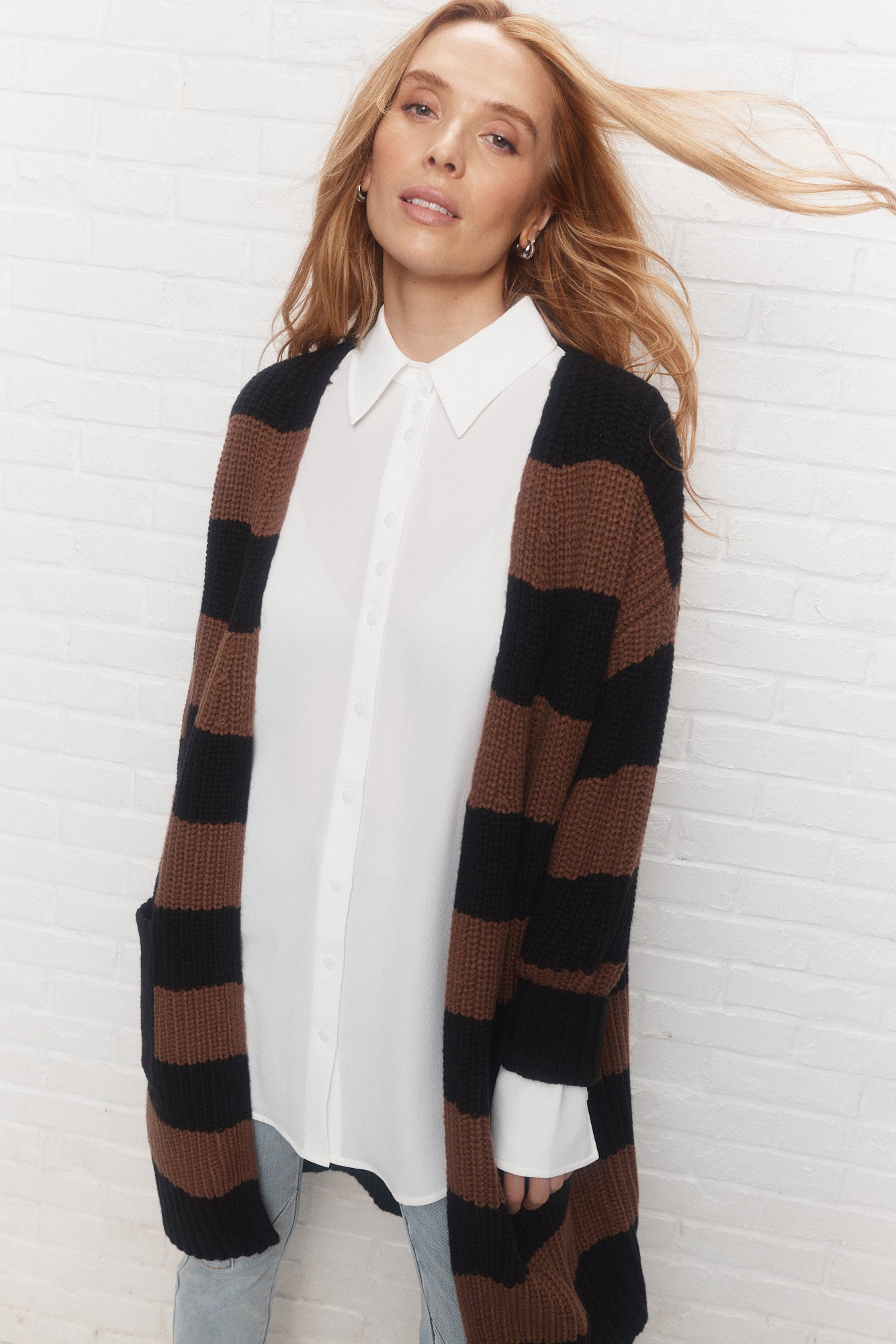 Celine | Long cardigan à rayures