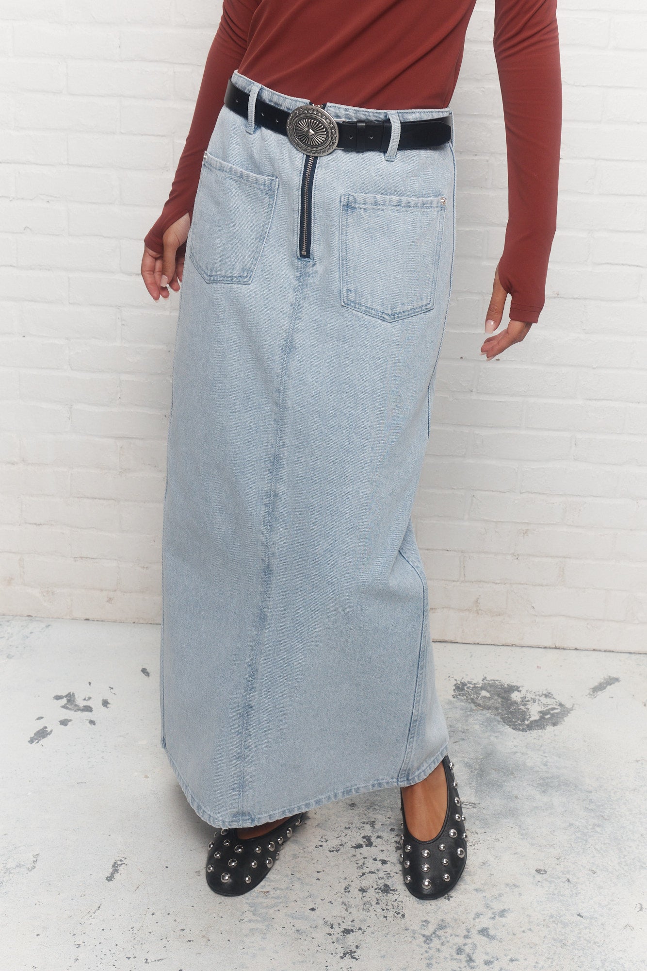 Delano | Jupe maxi bleue en denim