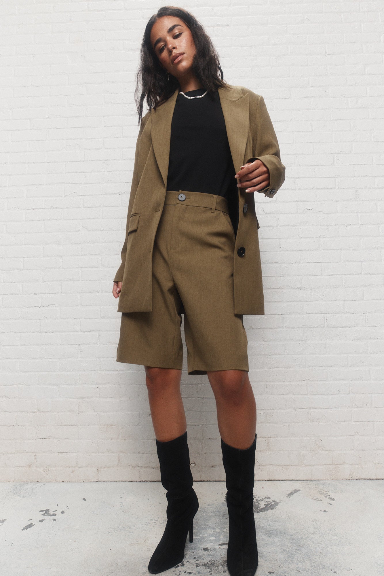 John | Loose-fit khaki boxy jacket