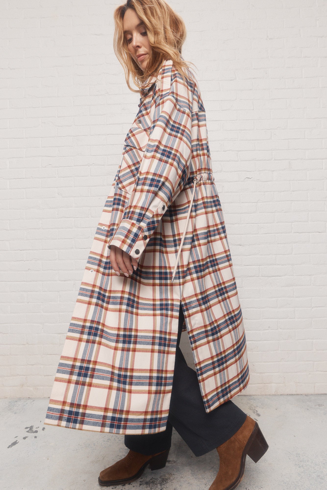 Greta | Manteau crème à carreaux