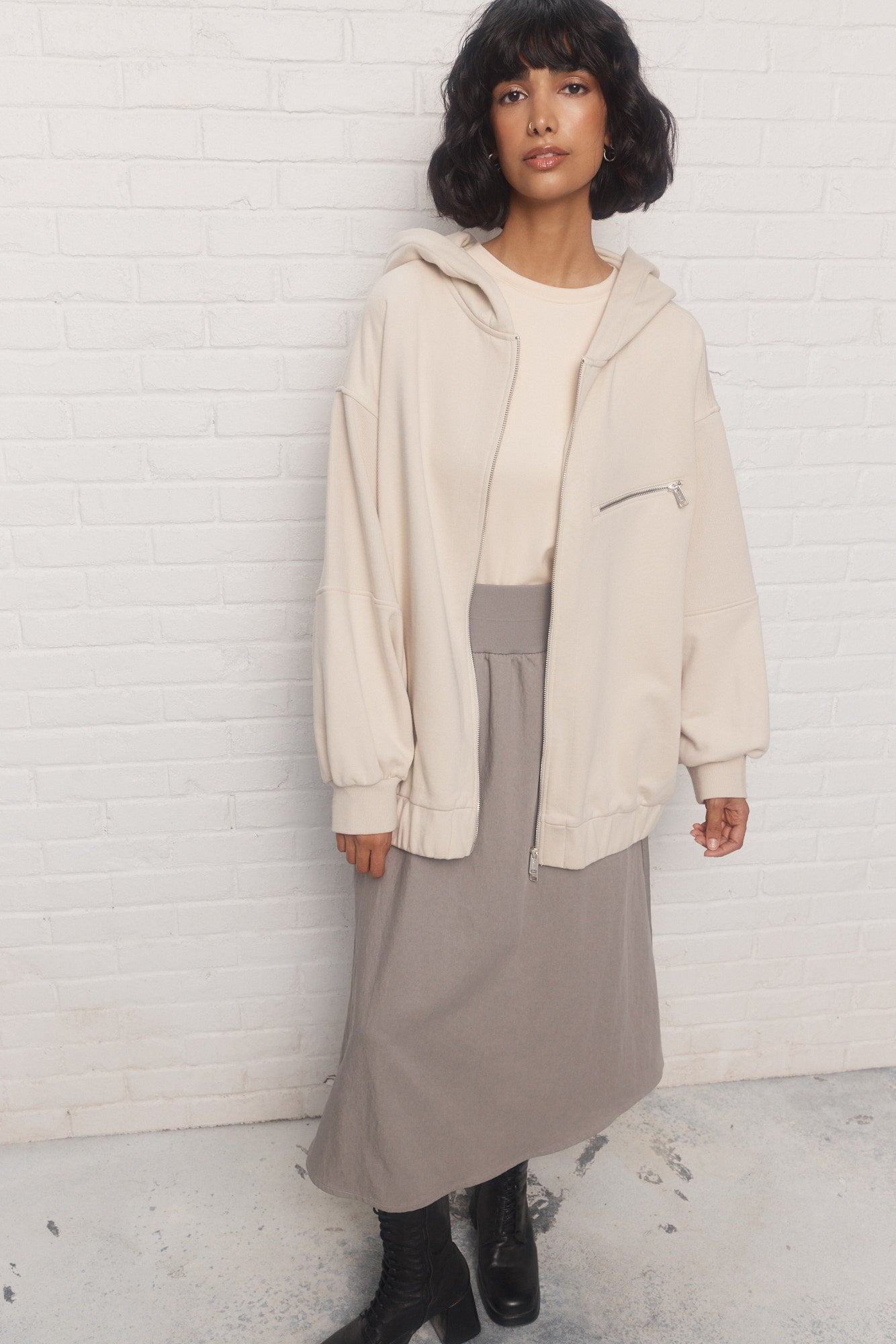 Jasper | Veste crème à capuchon