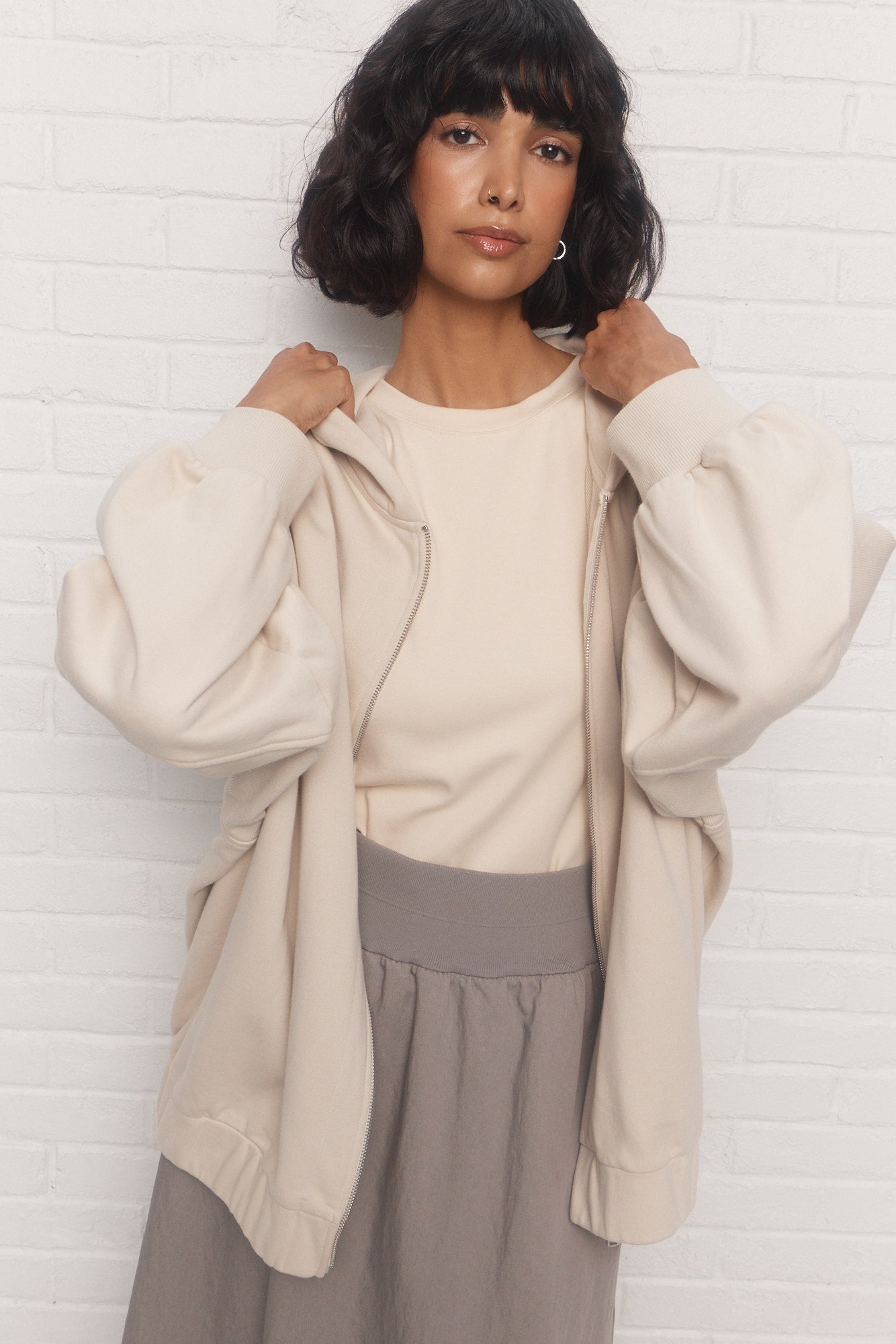 Jasper | Veste crème à capuchon