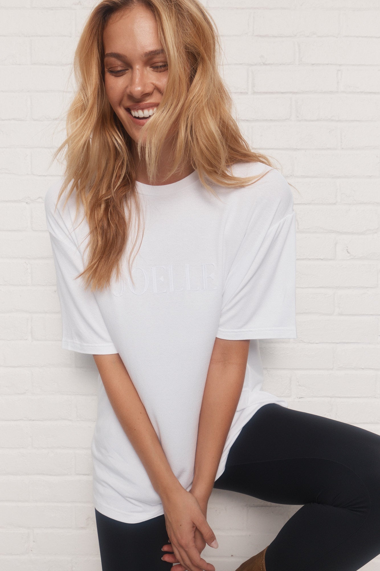T-shirt blanc logo brodé | Laurenzo