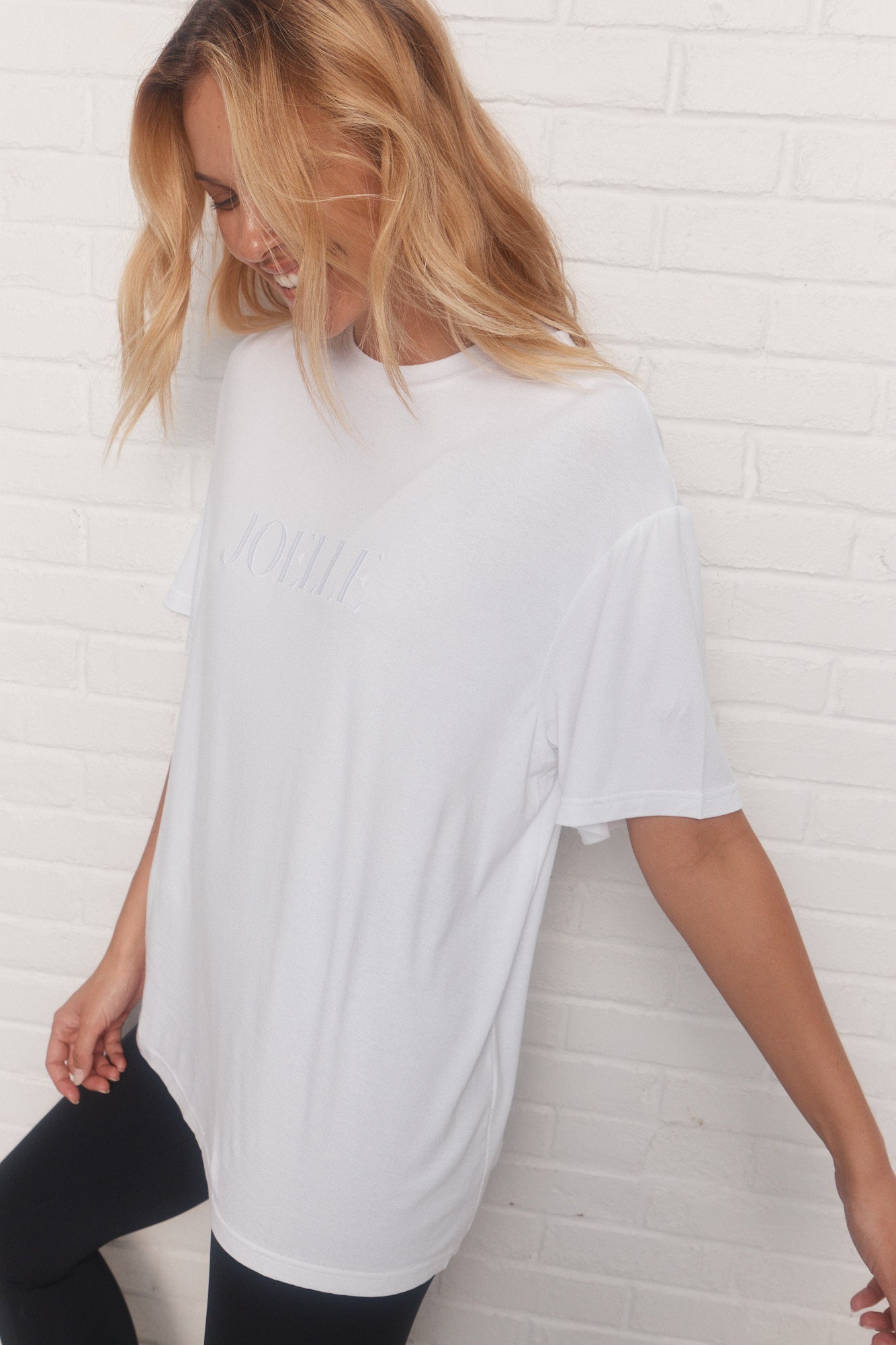 T-shirt blanc logo brodé | Laurenzo