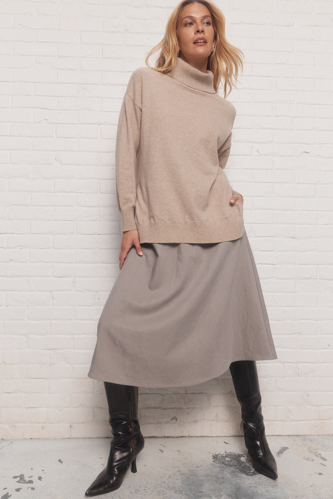 Sinclair | Chandail beige à col roulé