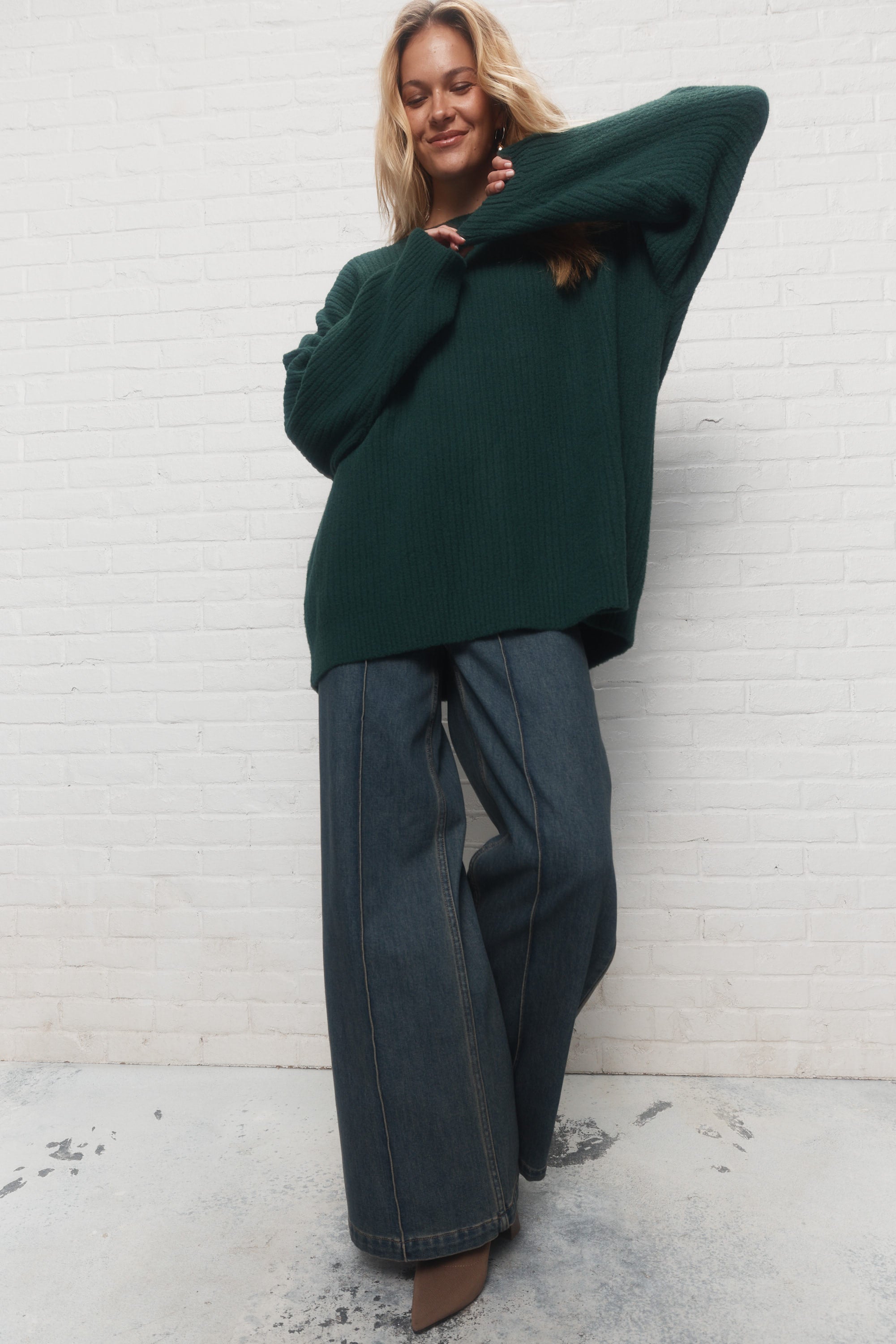 Dakota | Chandail vert en tricot