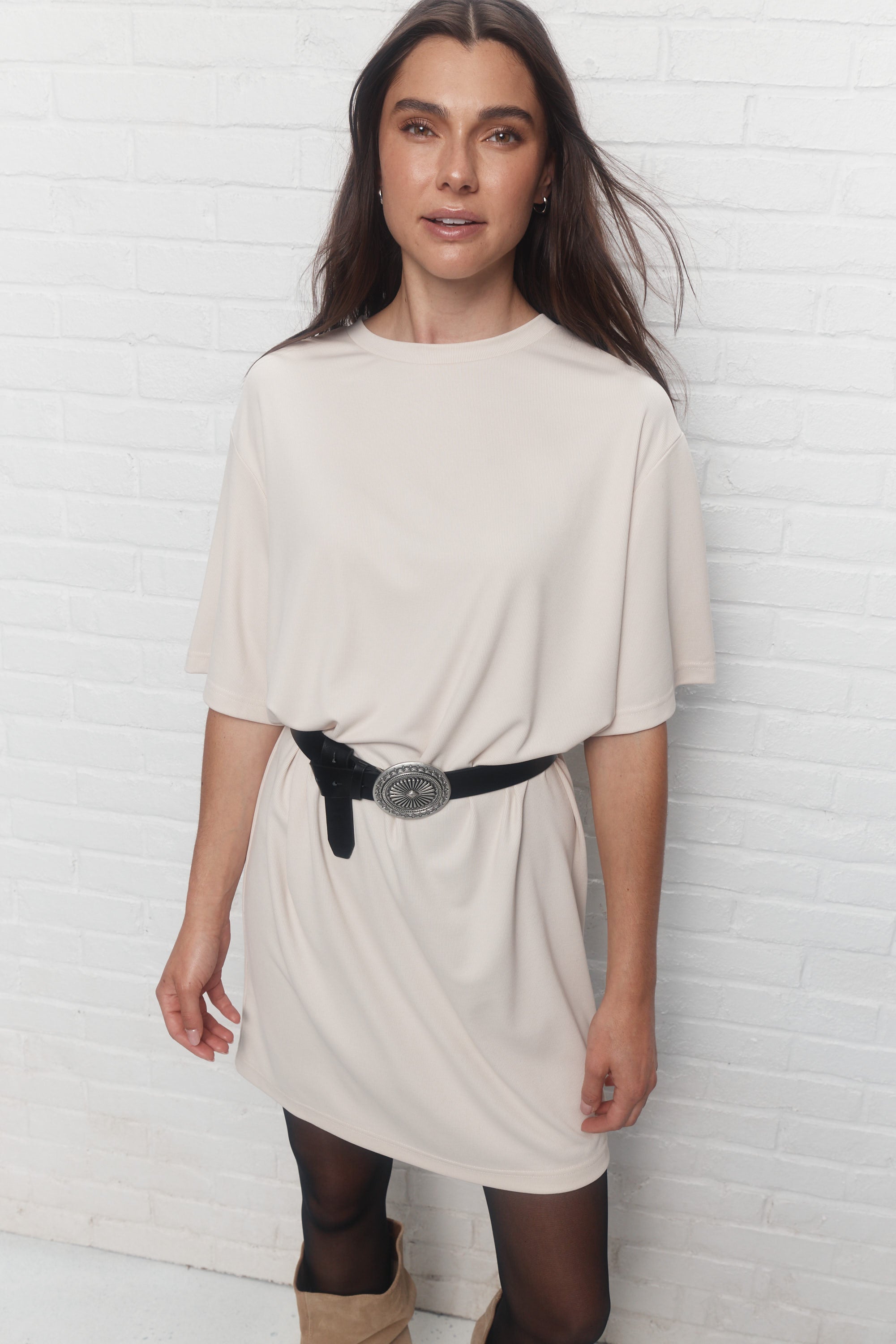 Kara | Beige T-shirt dress