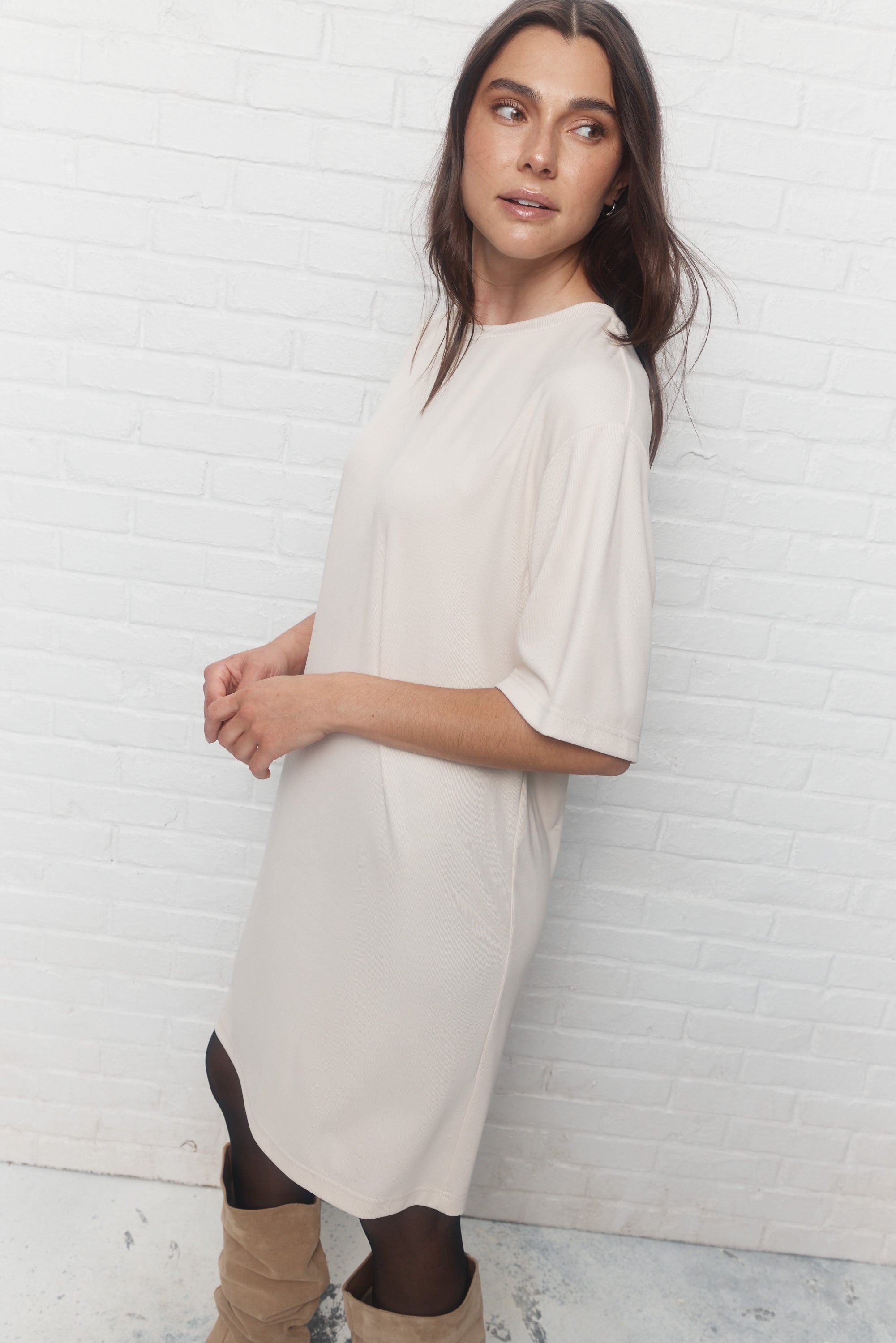 Kara | Beige T-shirt dress