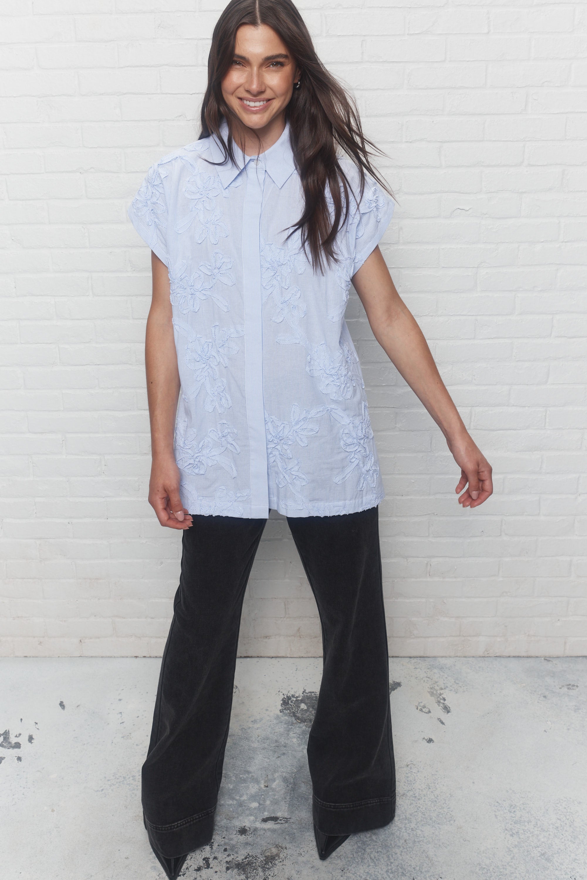 Ingrid | Chemise bleue à rayures