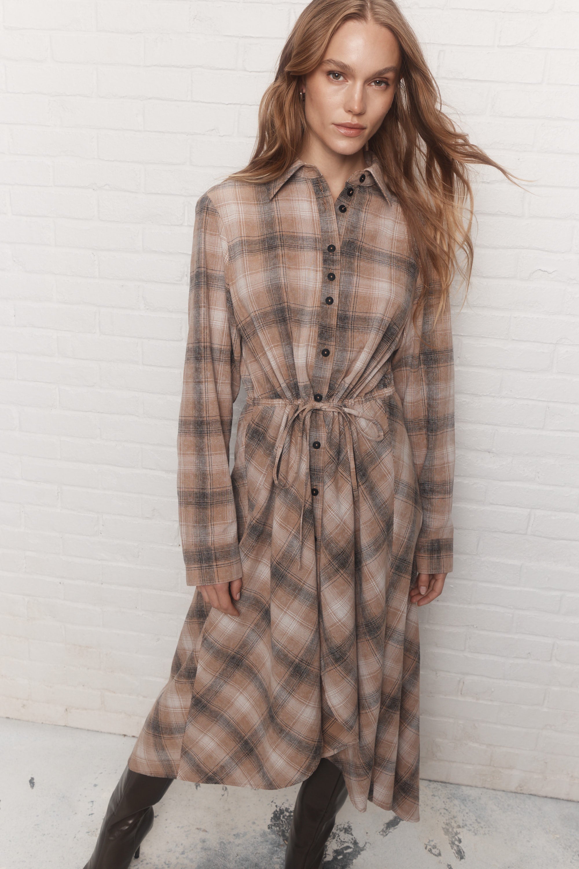 fitted lace wedding dress Women Shirt Dress Plaid Long-sleeve Loose Ladies Mini Dresses Oversiz –  Sheingraceful
