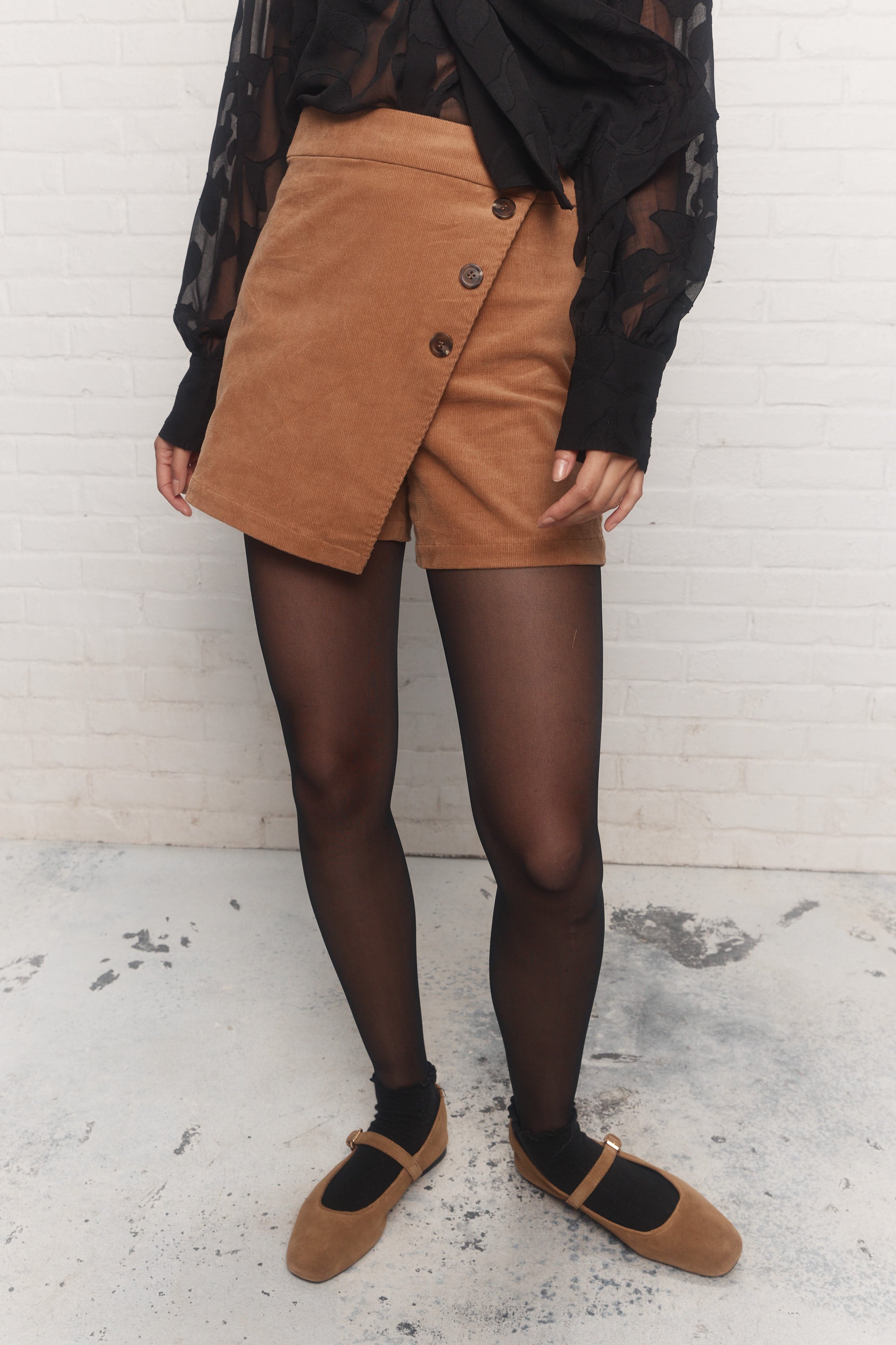 Sandrine | Jupe-short brune