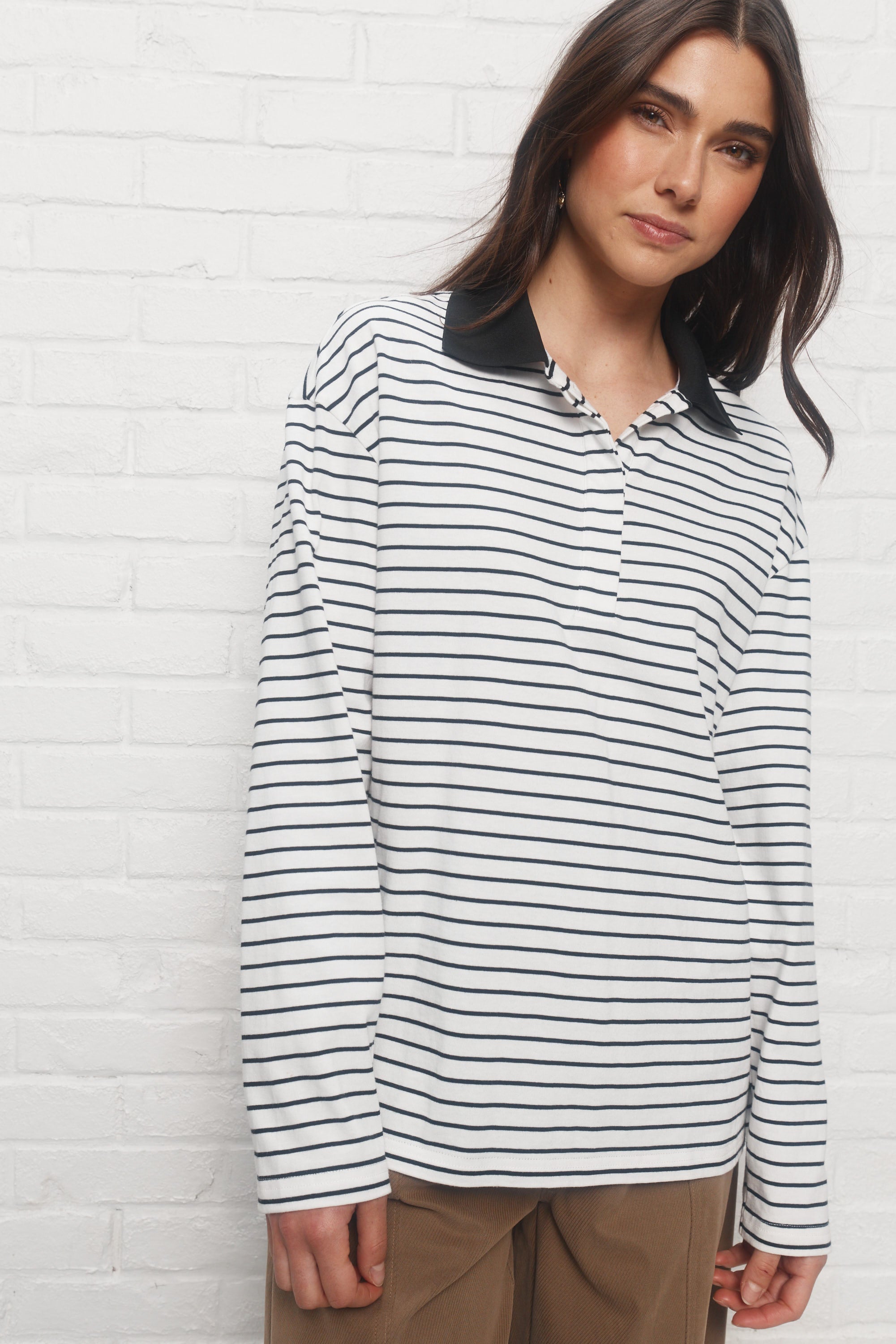 Leonard | Striped long-sleeve JOELLE polo top | Women's