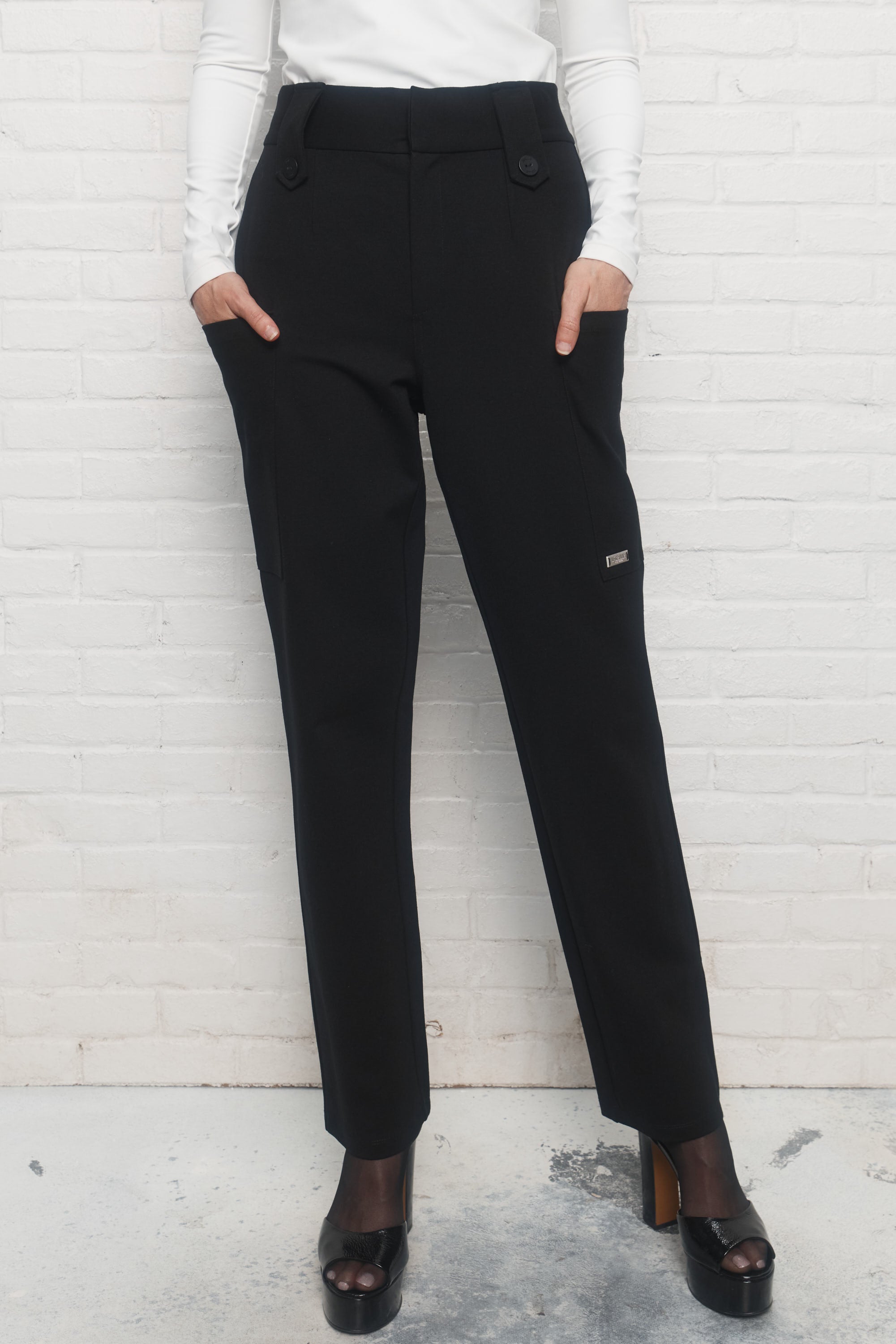 Romy | Pantalon cargo noir