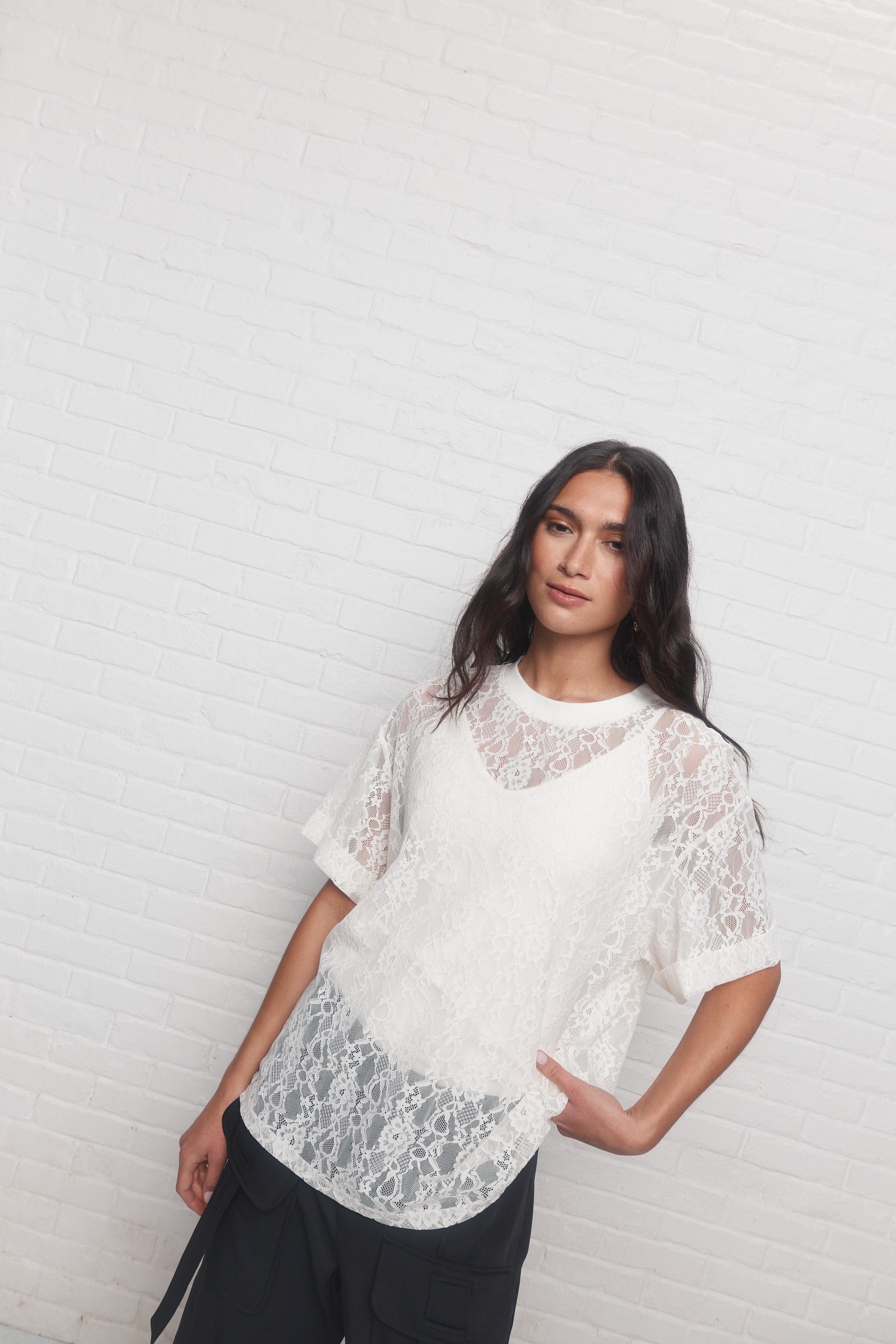 Alegria | Cream crew neck T-shirt