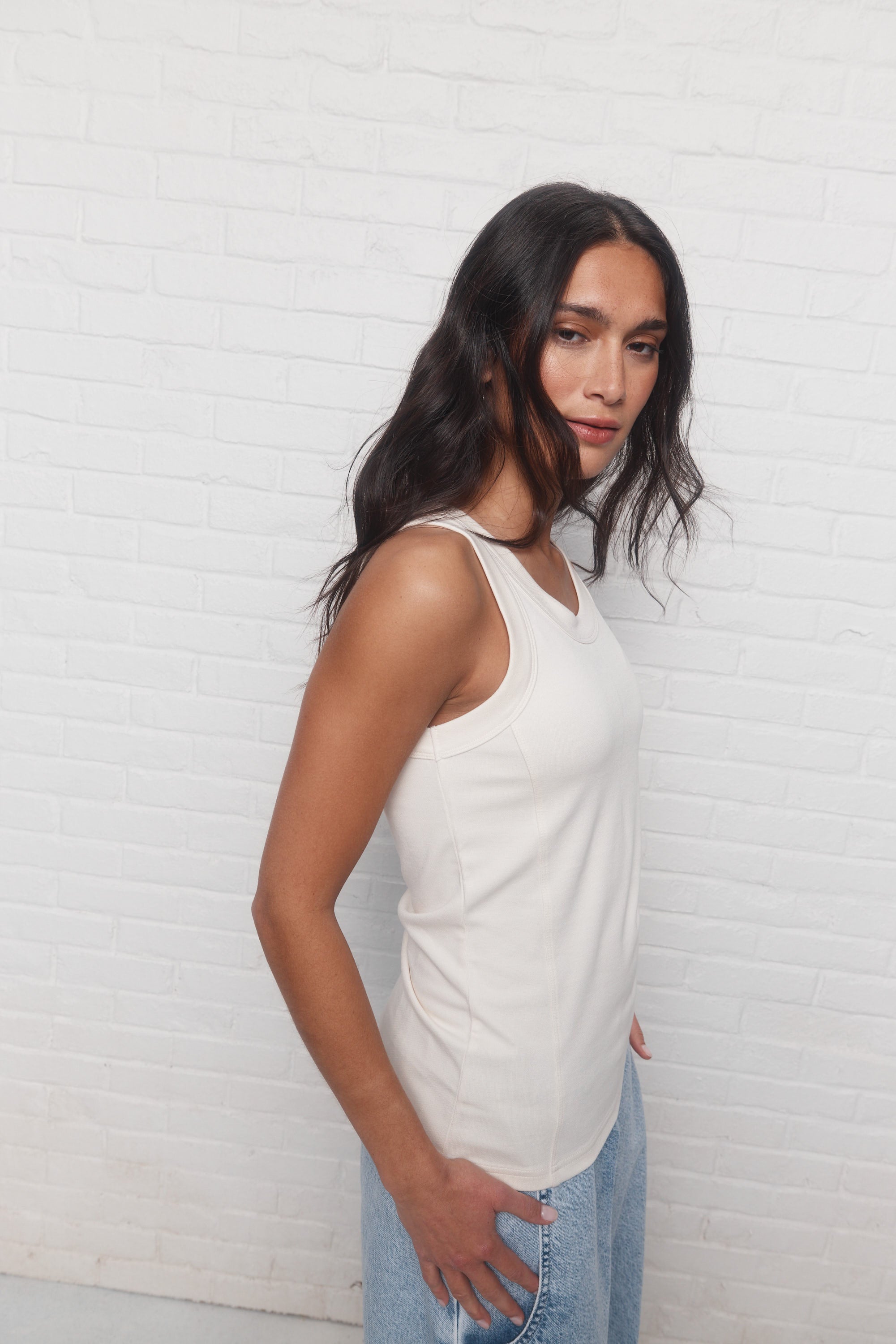 Bowery | Camisole crème à coutures apparentes