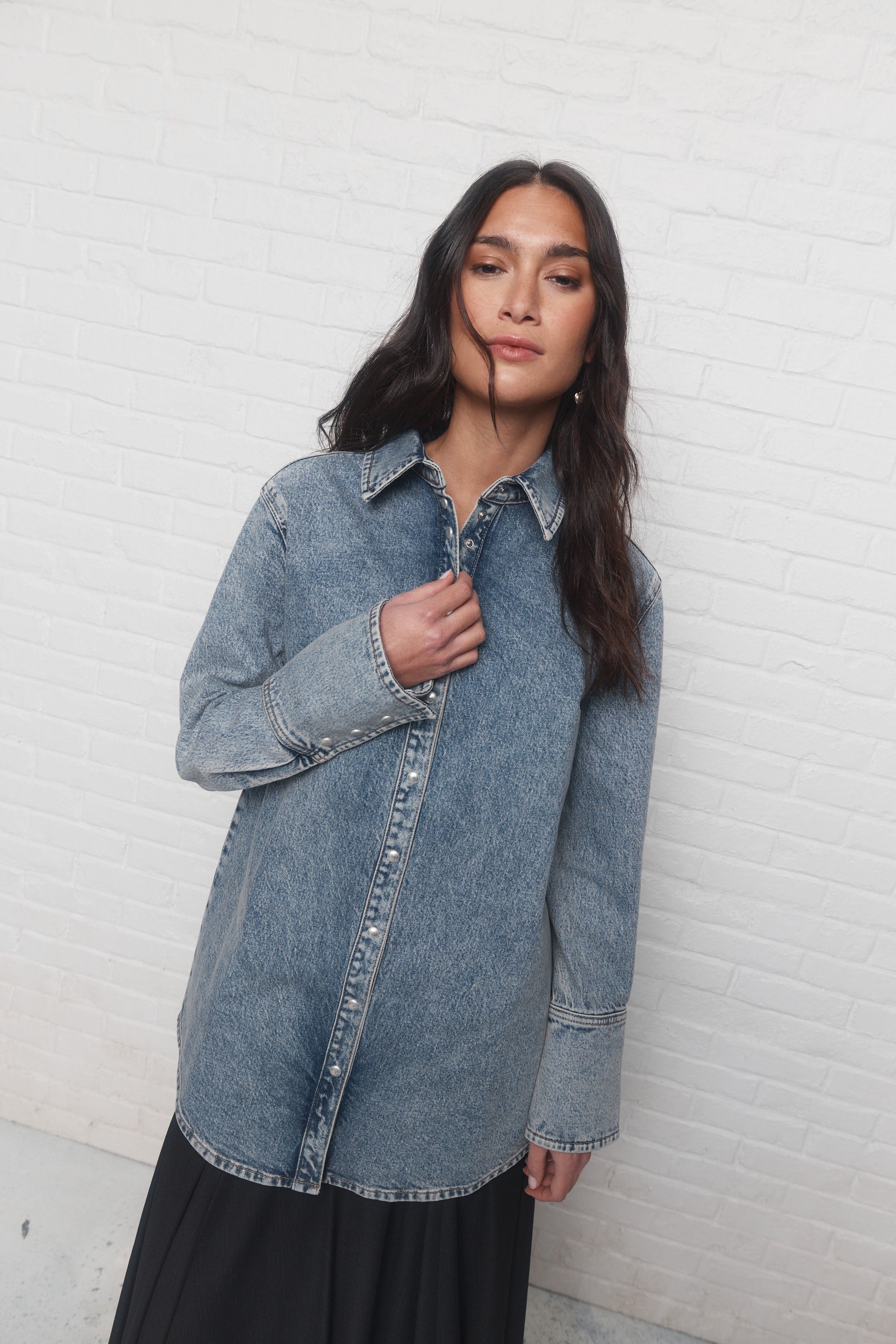 Valentine | Chemise en denim bleu délavé