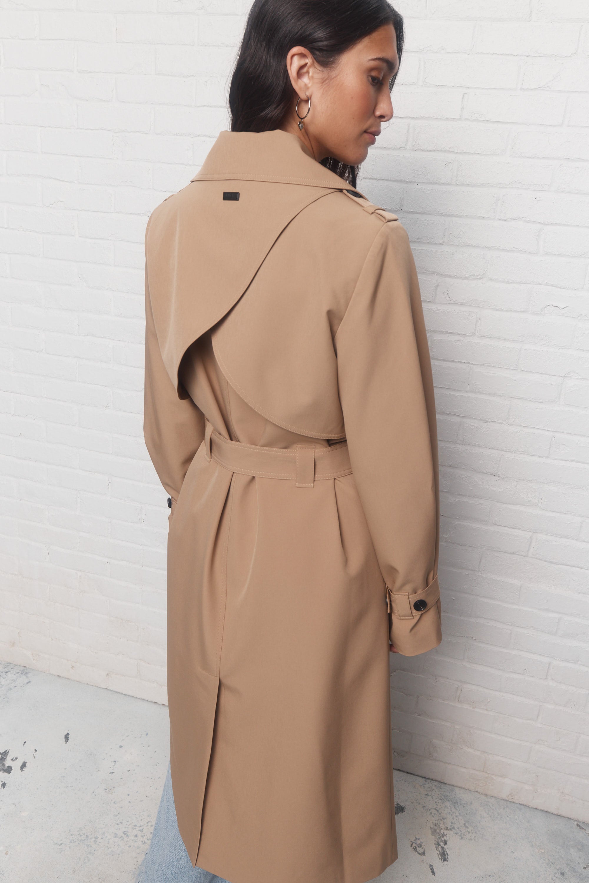 Warren Manteau long taupe à col tailleur JOELLE Collection