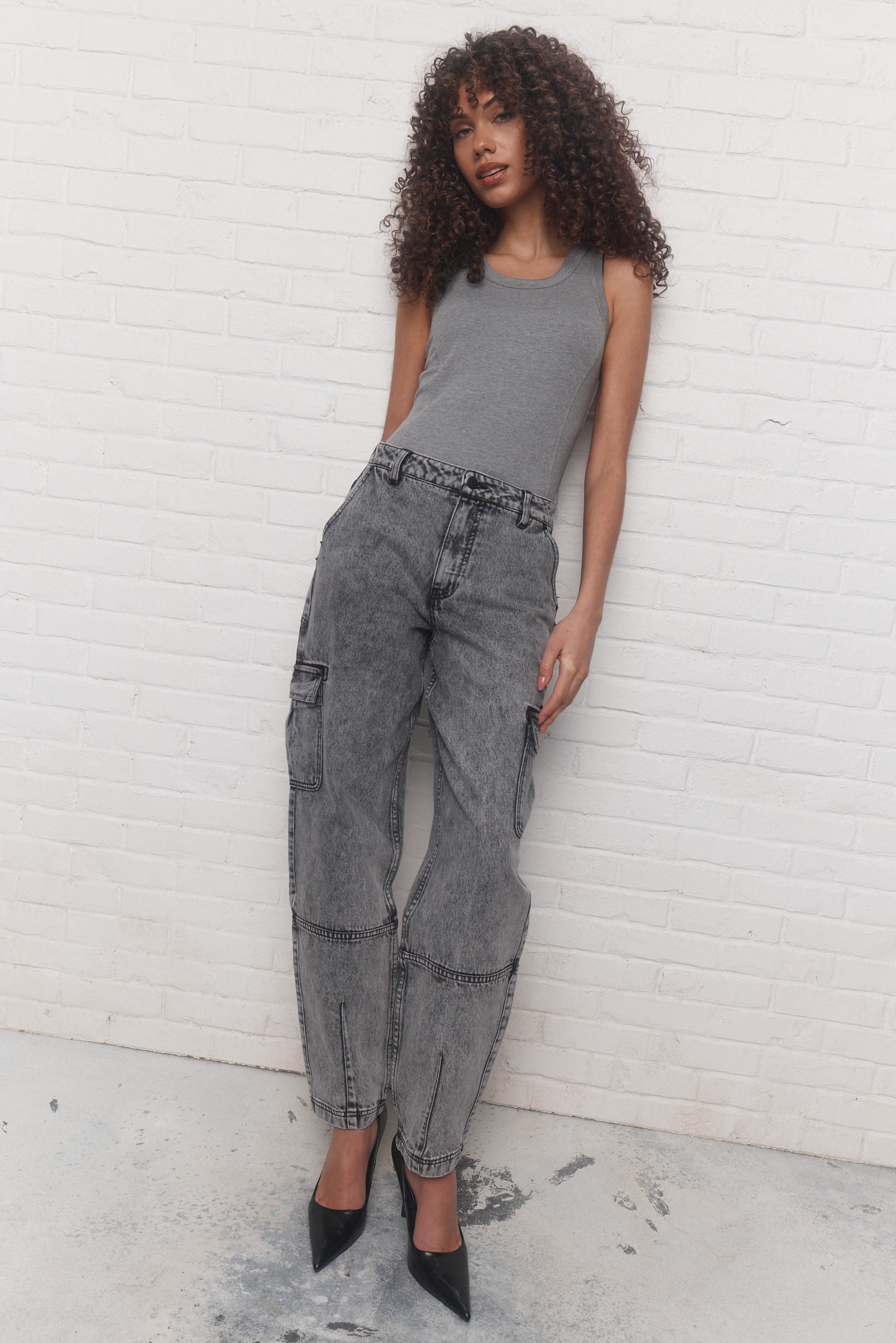 Bowery | Camisole grise à coutures apparentes
