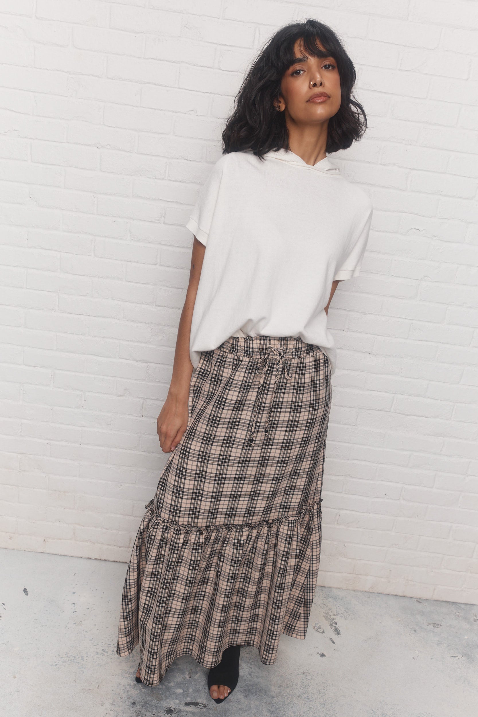 Diem | Jupe carreauté beige