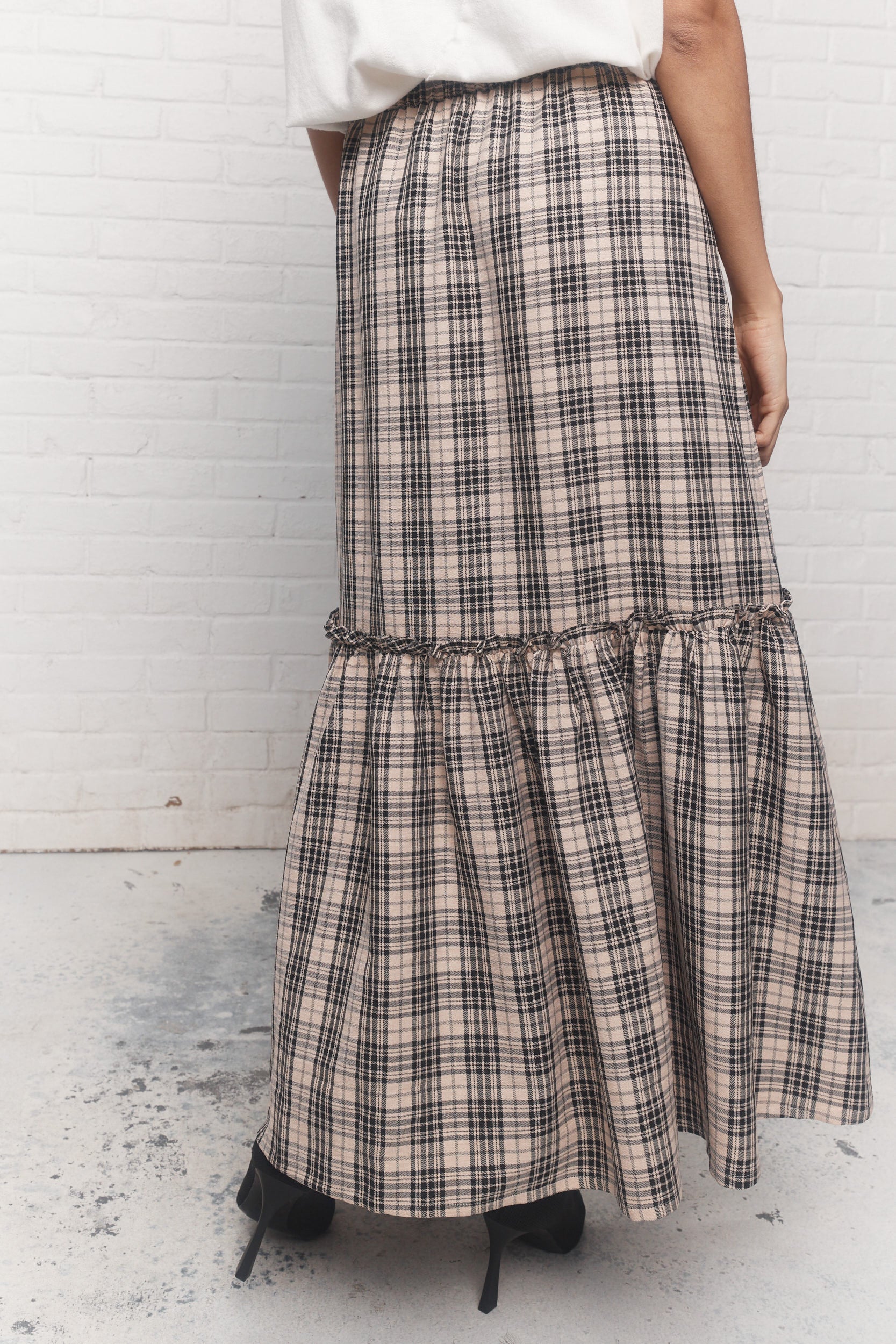 Diem | Beige Plaid Skirt