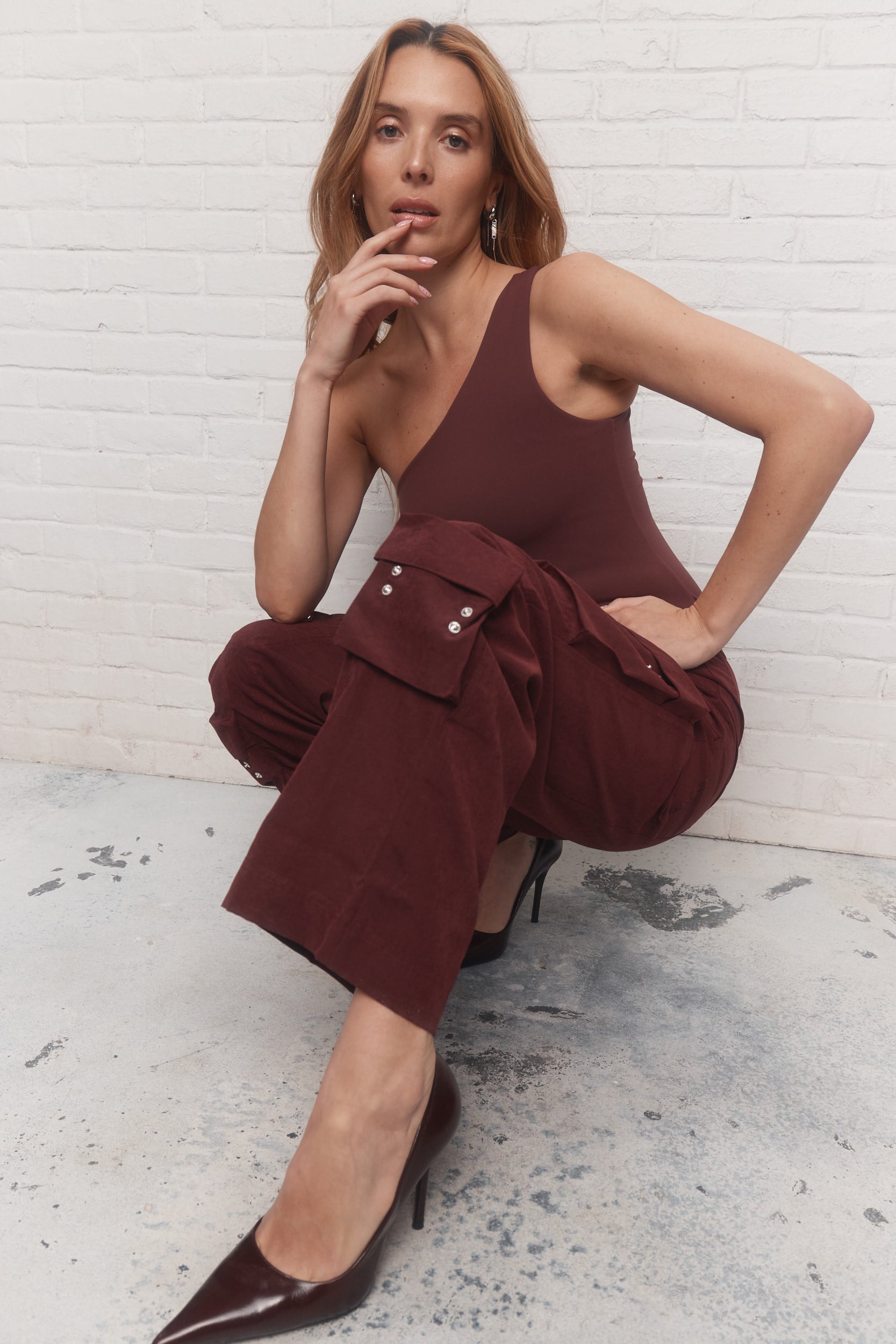 Gisele | Pantalon cargo prune