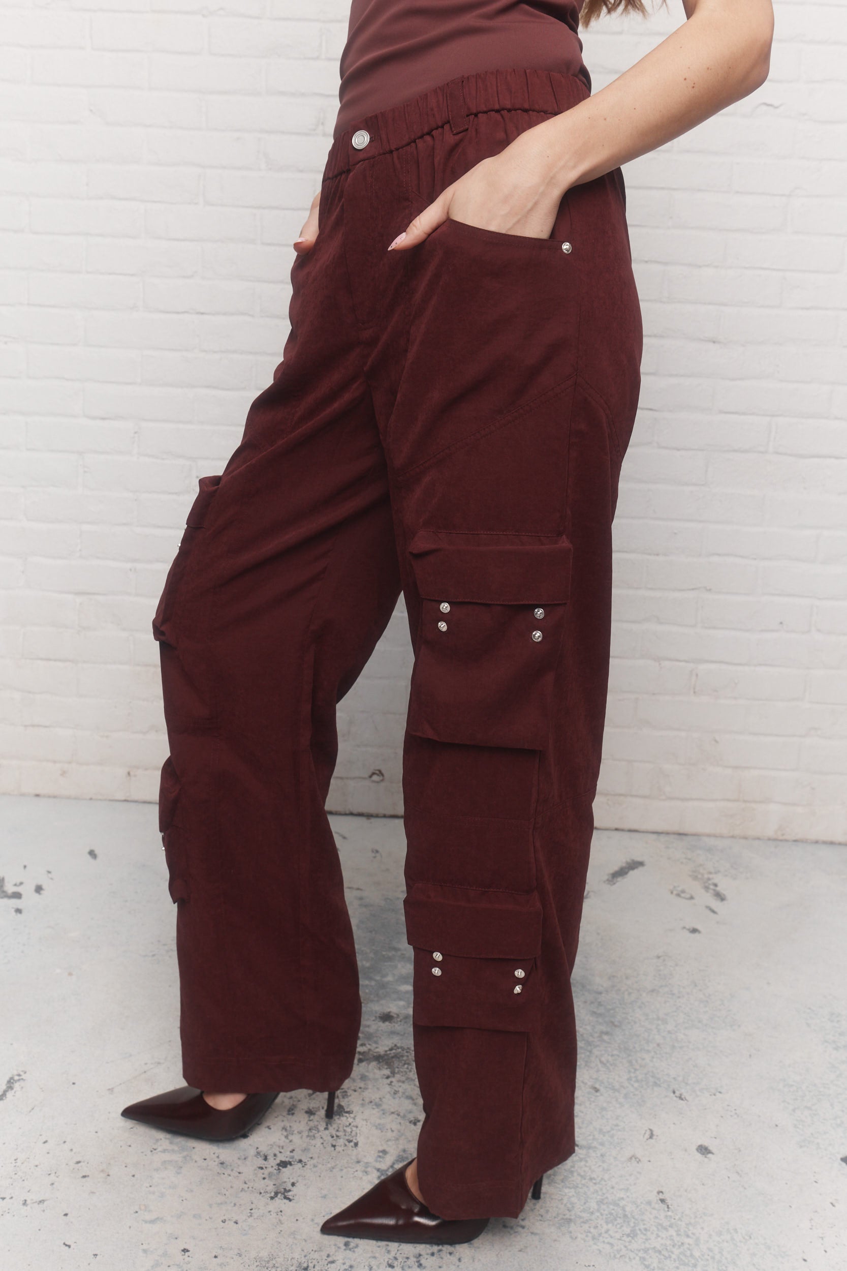 Gisele | Pantalon cargo prune