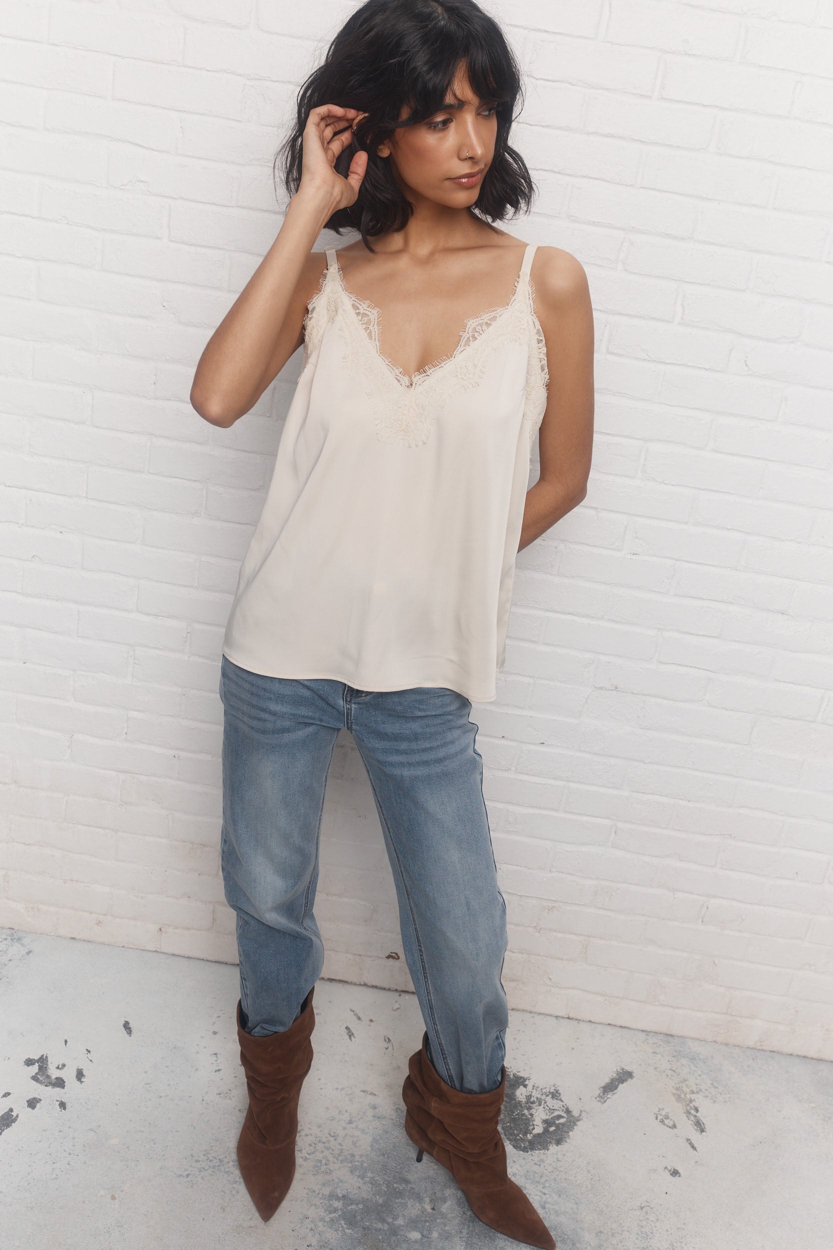 Louvre | Camisole crème en satin