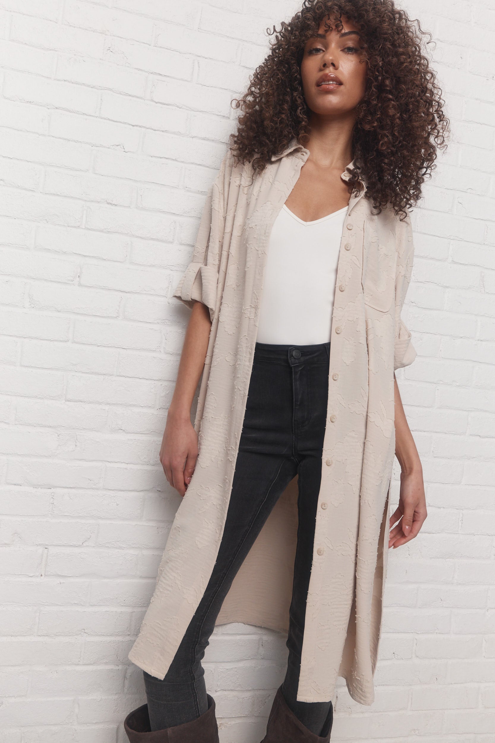 Mazzy | Longue chemise beige