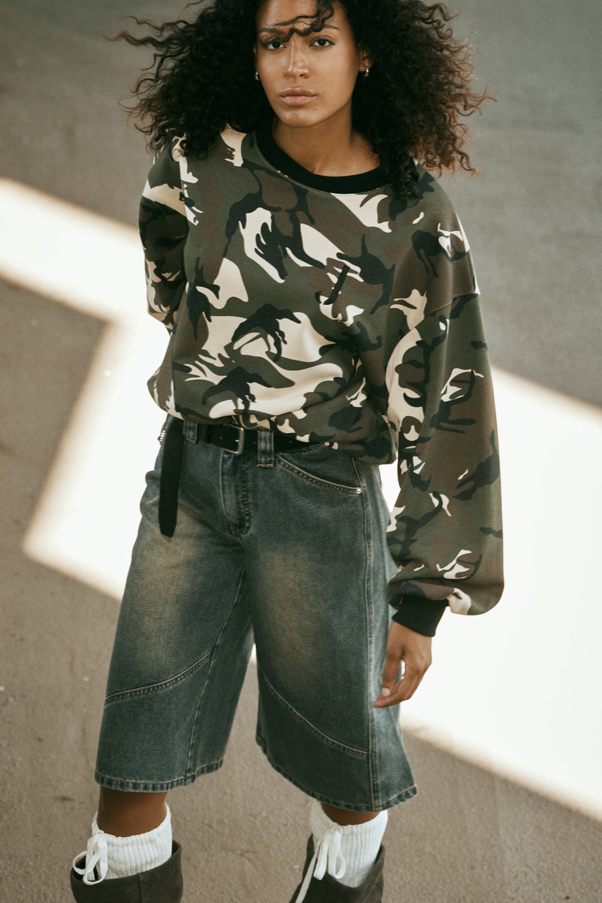 Manu | Chandail en coton molletonné camouflage