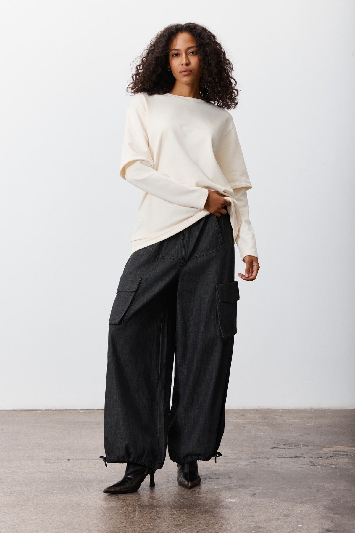 Pesci | Pantalon baggy noir délavé