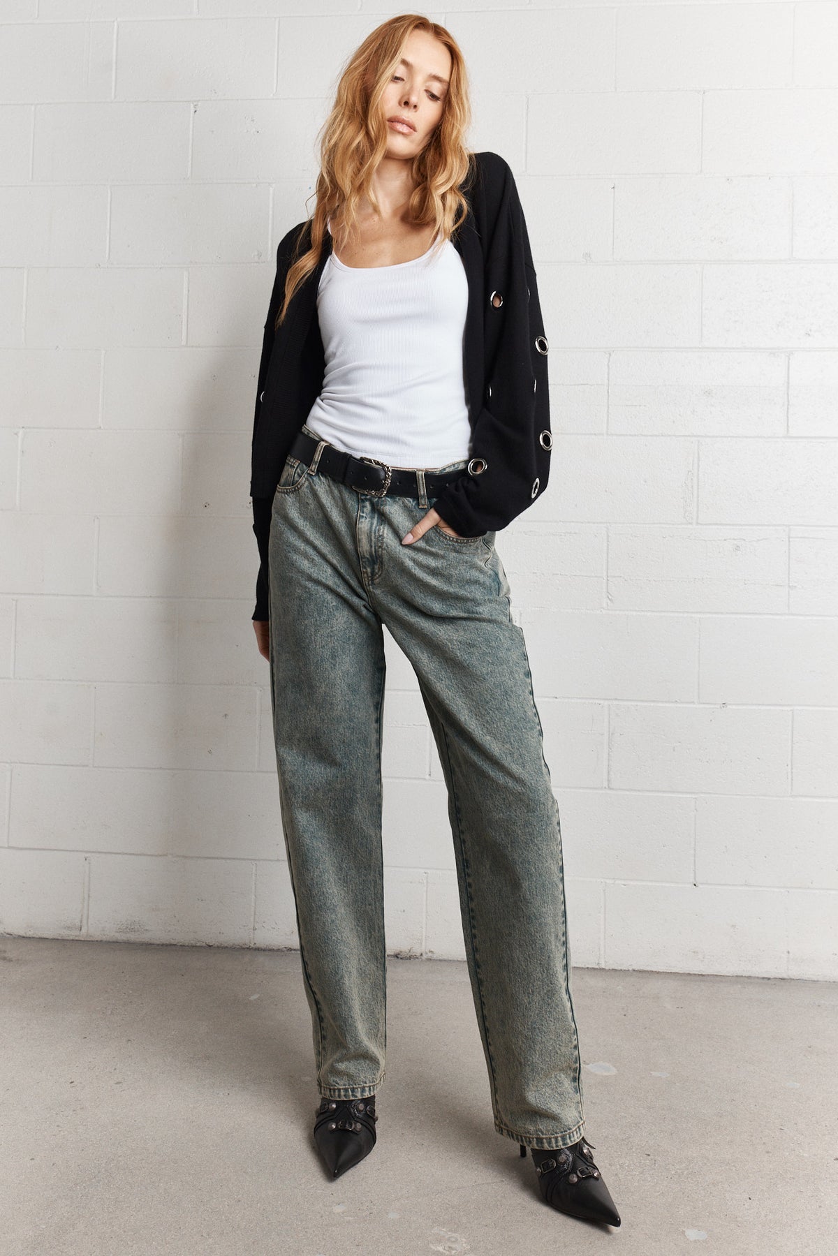 Haru | Jean ample bleu délavé