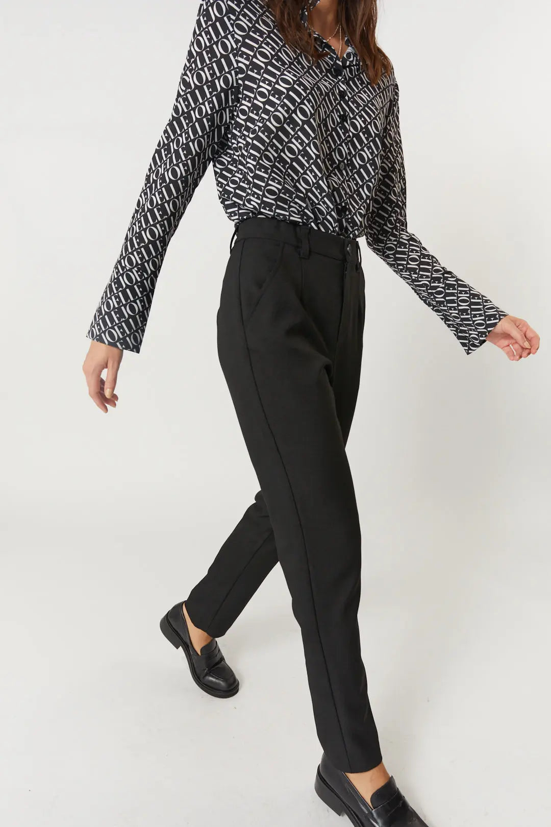 Pantalon tailleur best sale noir taille haute